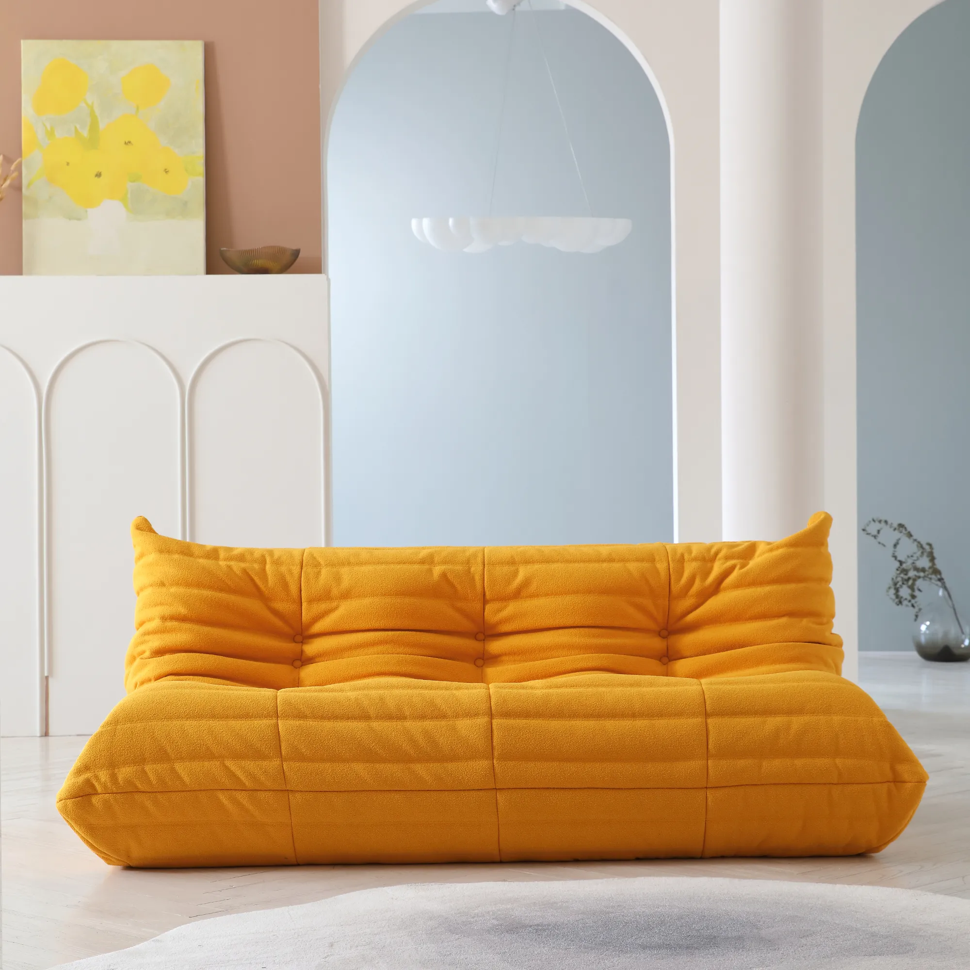 Caterpillar Modern Lazy Sofa Plush Comfort 96 Inch Teddy Velvet Corner Sectionals 4 Seaters Atunus 12