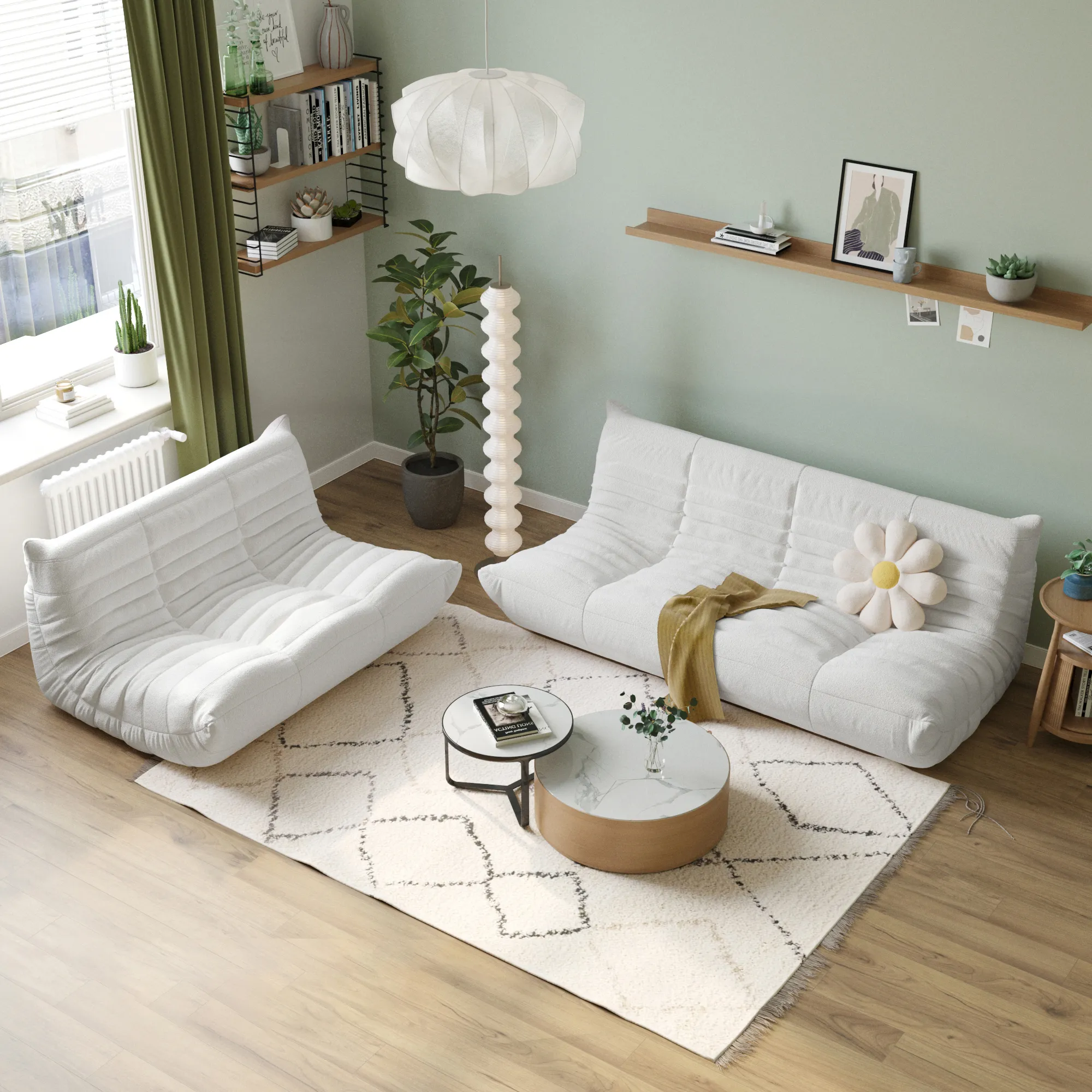 Caterpillar Modern Lazy Sofa Spacious Comfort 72 Inch Teddy Velvet U Sectionals 6 Seaters Atunus 10