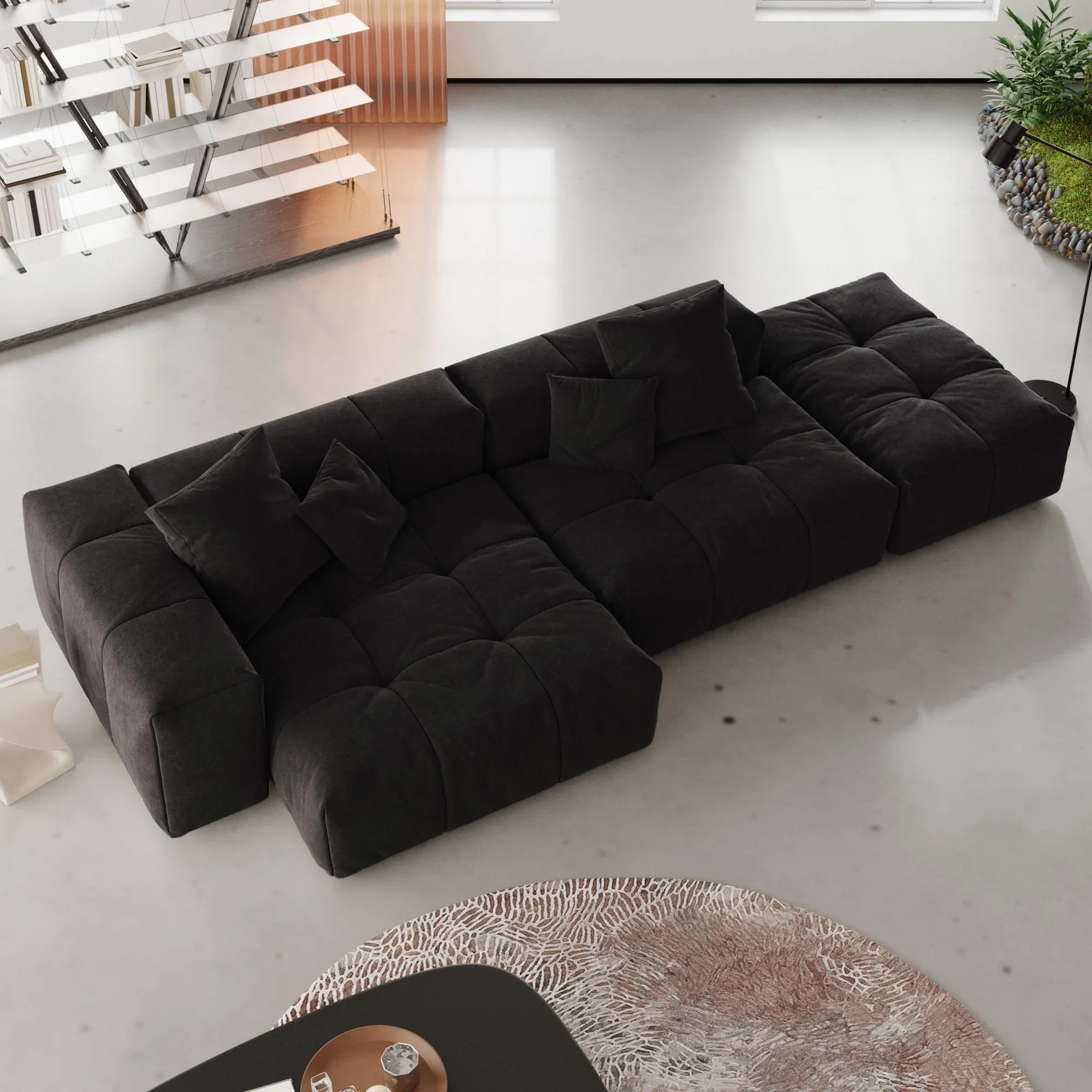 Pixel Classic Modular Sofa 119.27 3 Seater Black Sofa Chaise Lounge Atunus 4