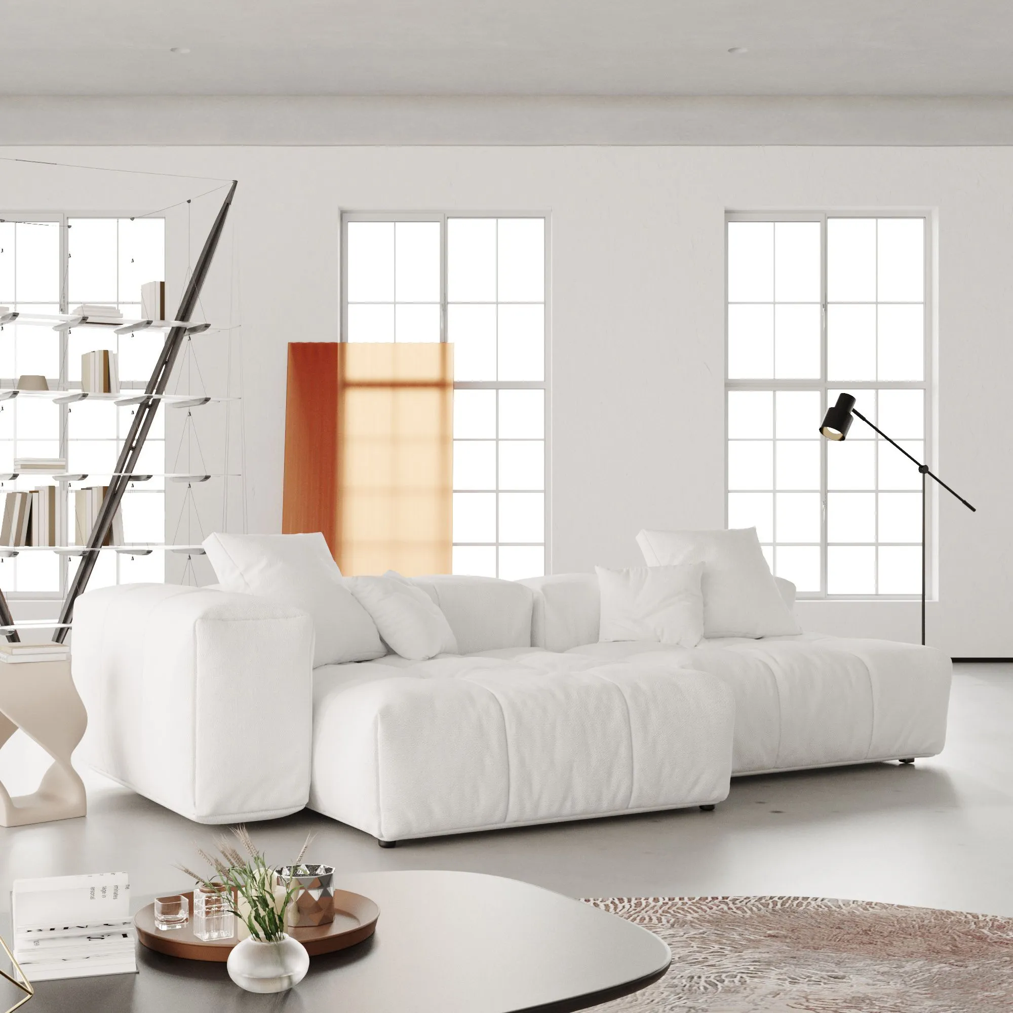 Pixel Classic Modular Sofa 91.77 Black Linen Modular Loveseat Sofa Atunus 6