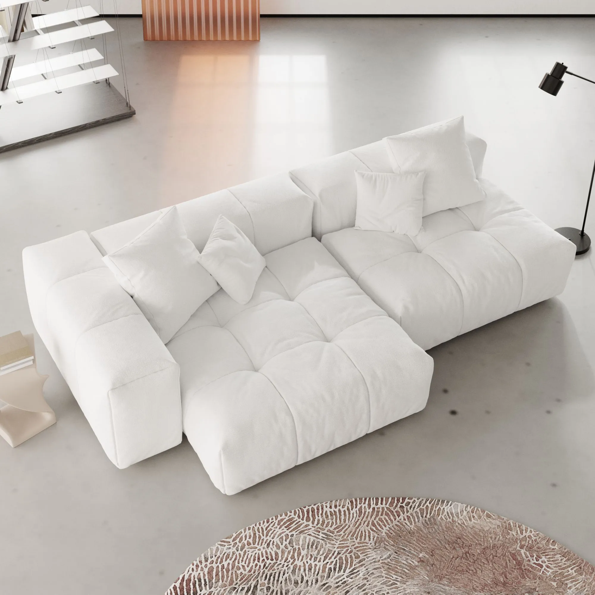 Pixel Classic Modular Sofa 91.77 Linen Modular Loveseat Sofa Atunus 6