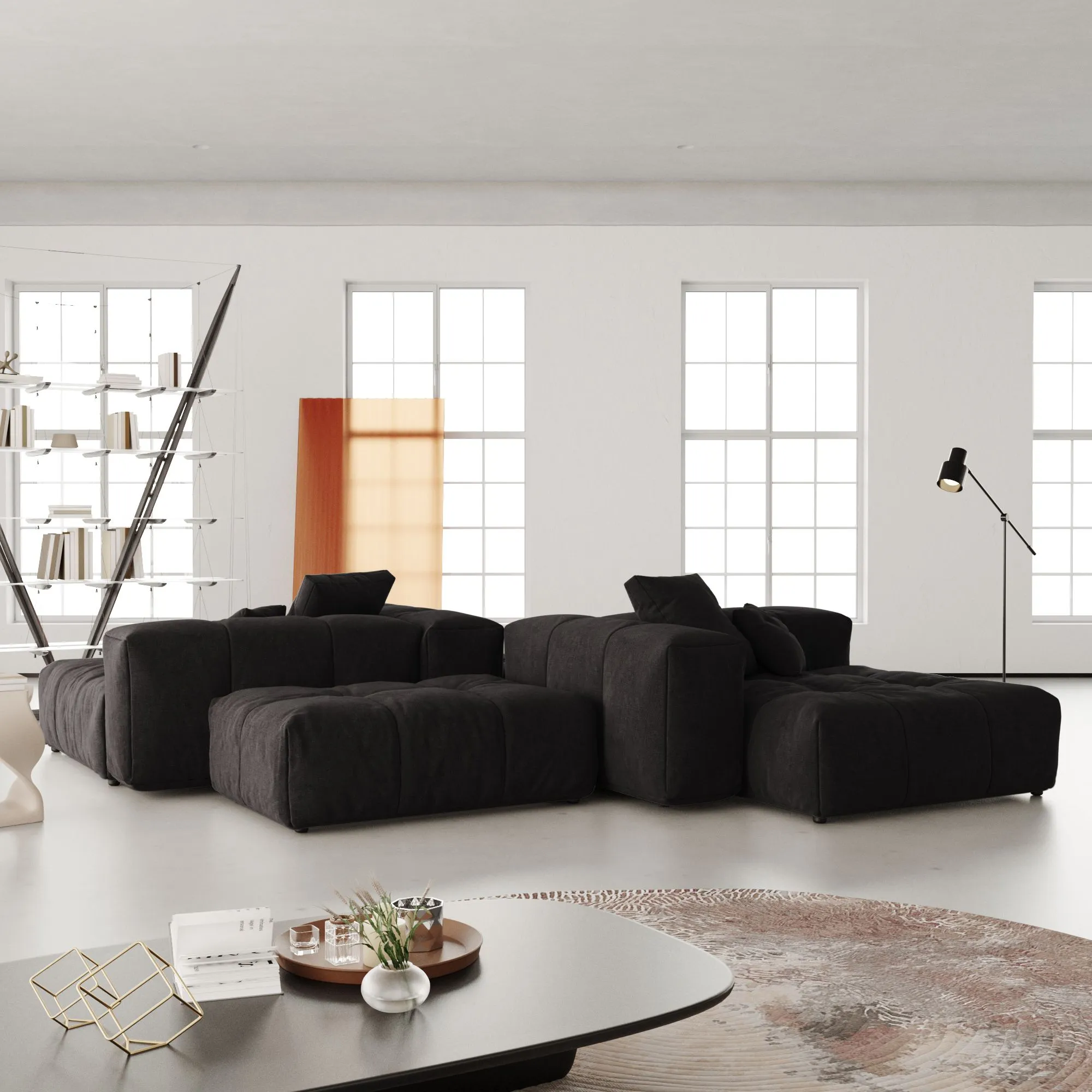 Pixel Classic Modular Sofa Adaptable Comfort Linen Sofa Sets 4 Seaters Atunus 7