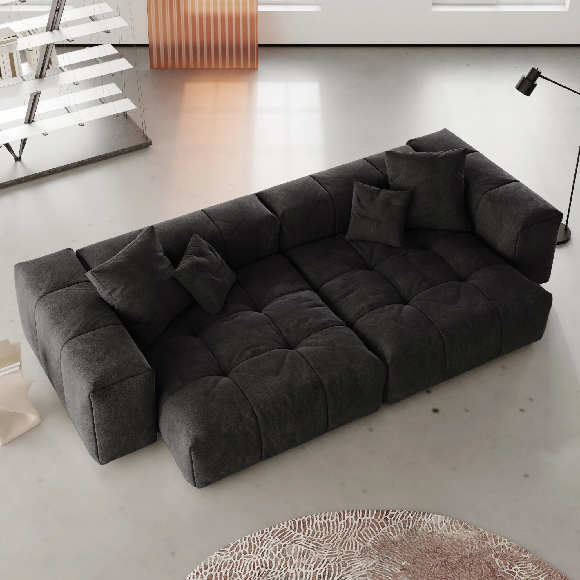 Pixel Classic Modular Sofa Love Seater Black Modular Sofa With Armrests Atunus 1