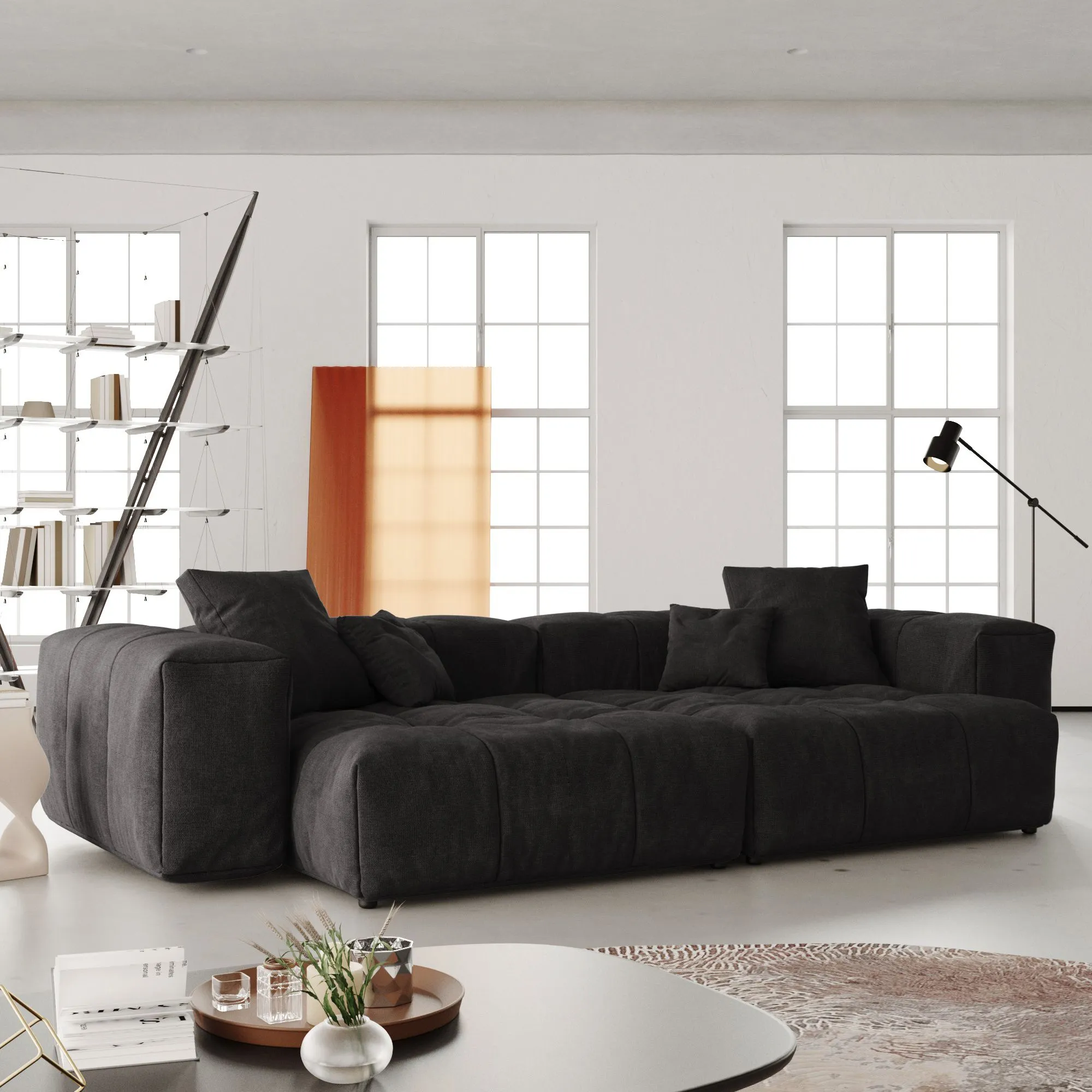 Pixel Classic Modular Sofa Love Seater Black Modular Sofa With Armrests Atunus 7