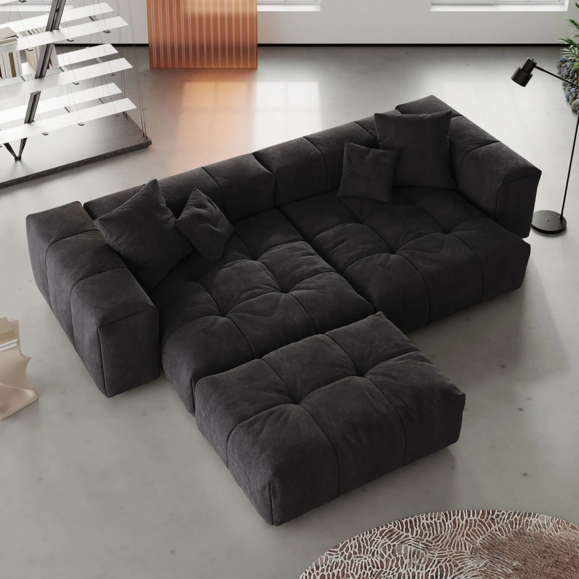 Pixel Classic Modular Sofa Modular Comfort 104 Inch Linen Chaise Sectionals 3 Seaters Atunus 1