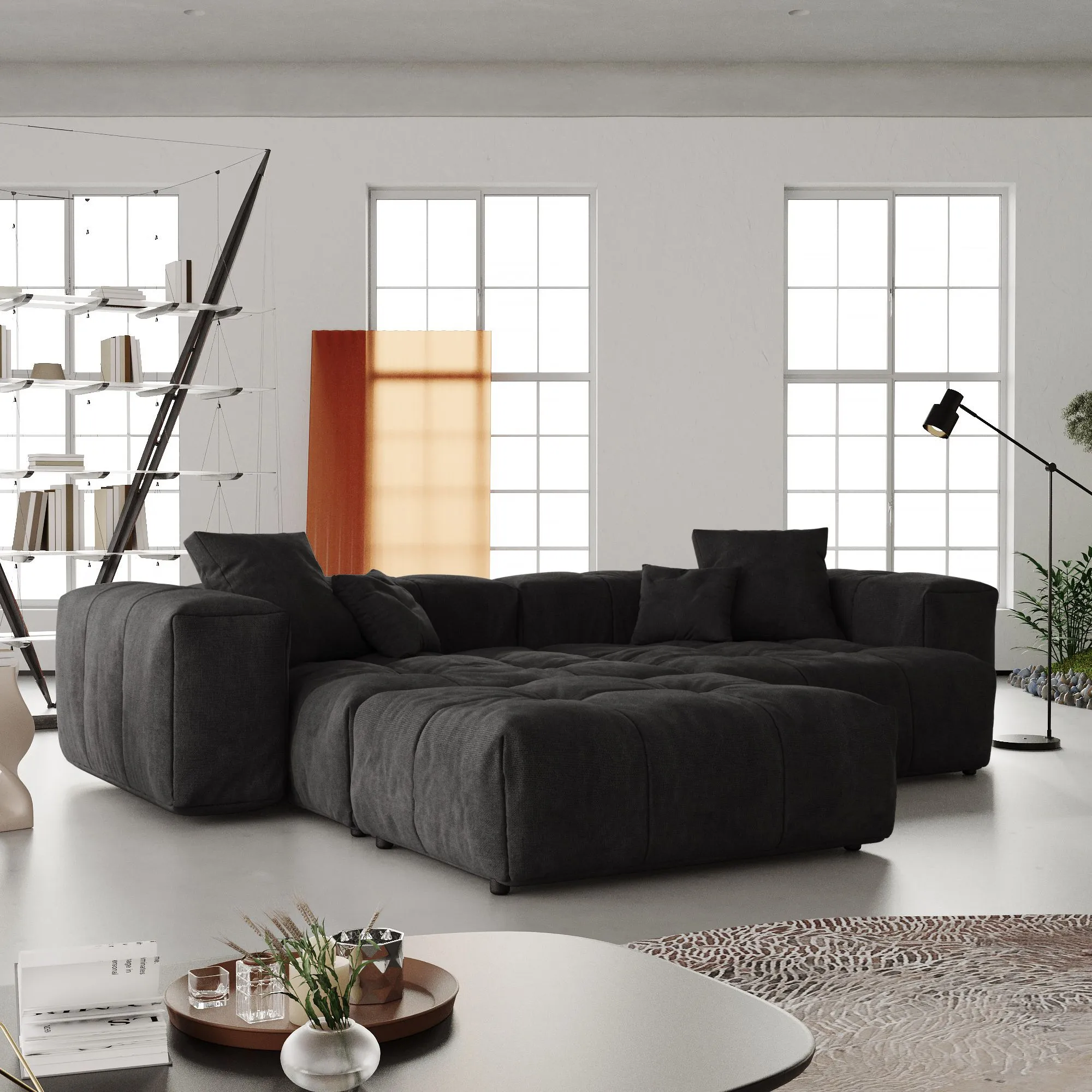 Pixel Classic Modular Sofa Modular Comfort 104 Inch Linen Chaise Sectionals 3 Seaters Atunus 6