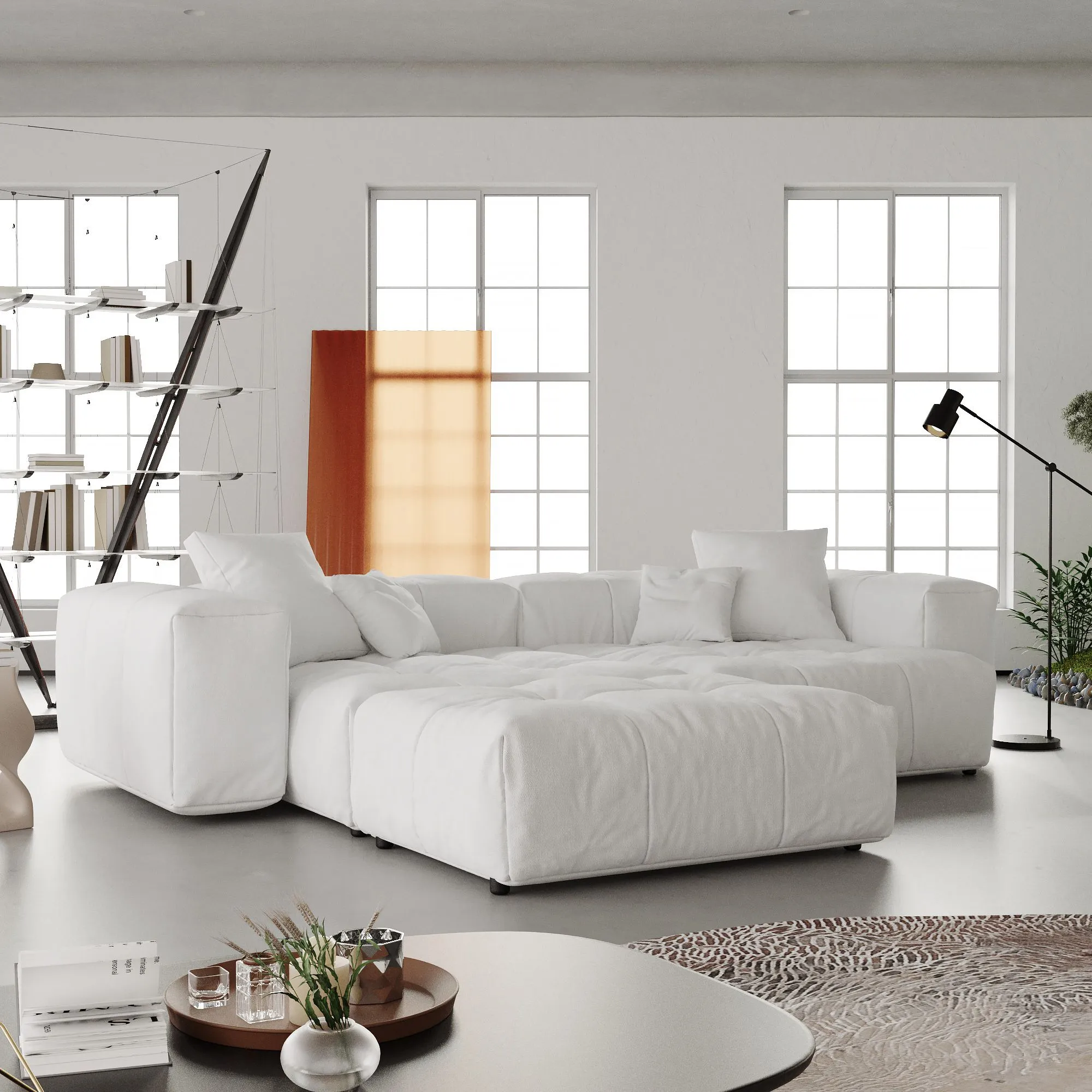 Pixel Classic Modular Sofa Modular Comfort 104 Inch Linen Chaise Sectionals 3 Seaters Atunus 7
