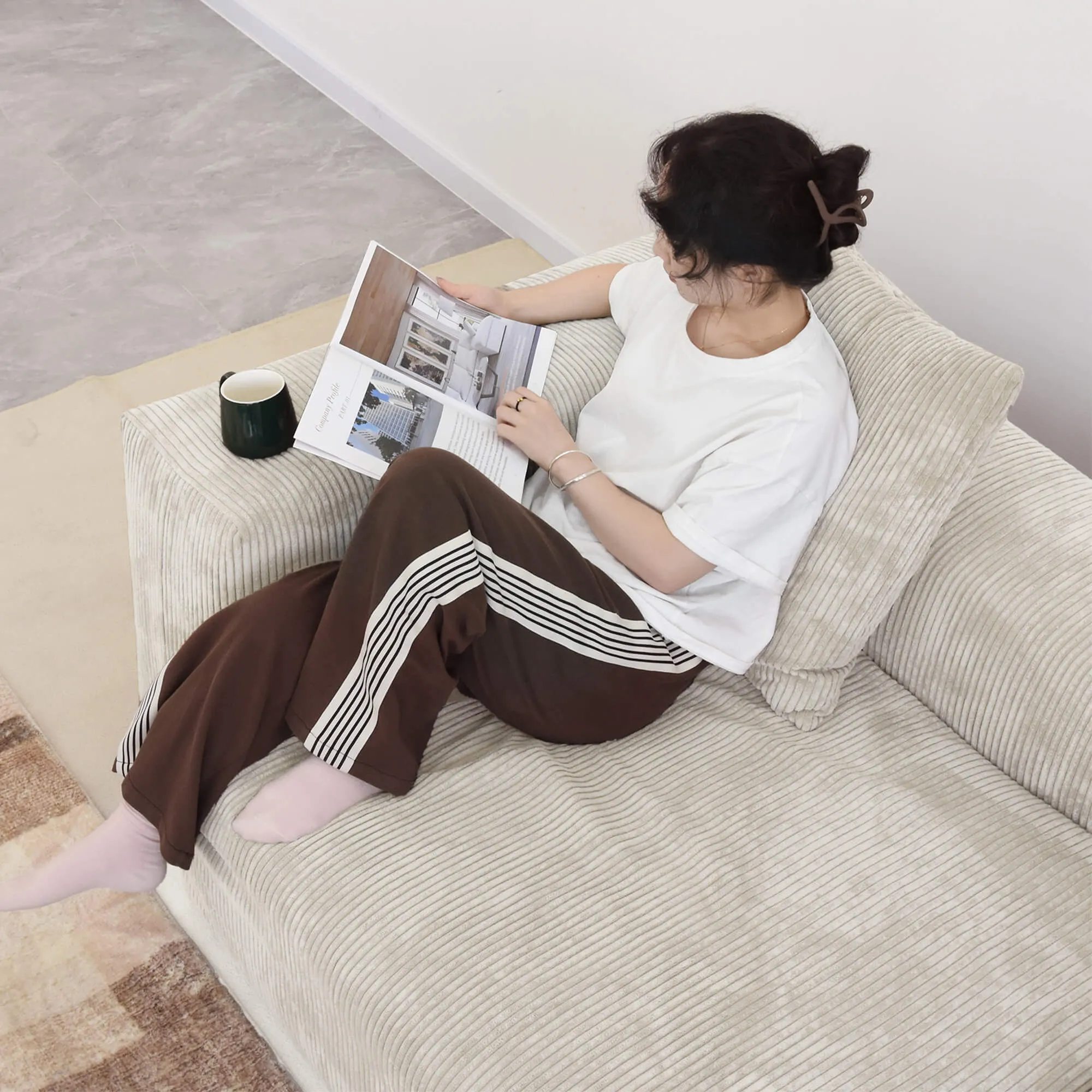 Pixel Modern Modular Sofa Comfortable Relaxation 181 Inch Corduroy U Shaped Sectionals 6 Seaters Atunus 24
