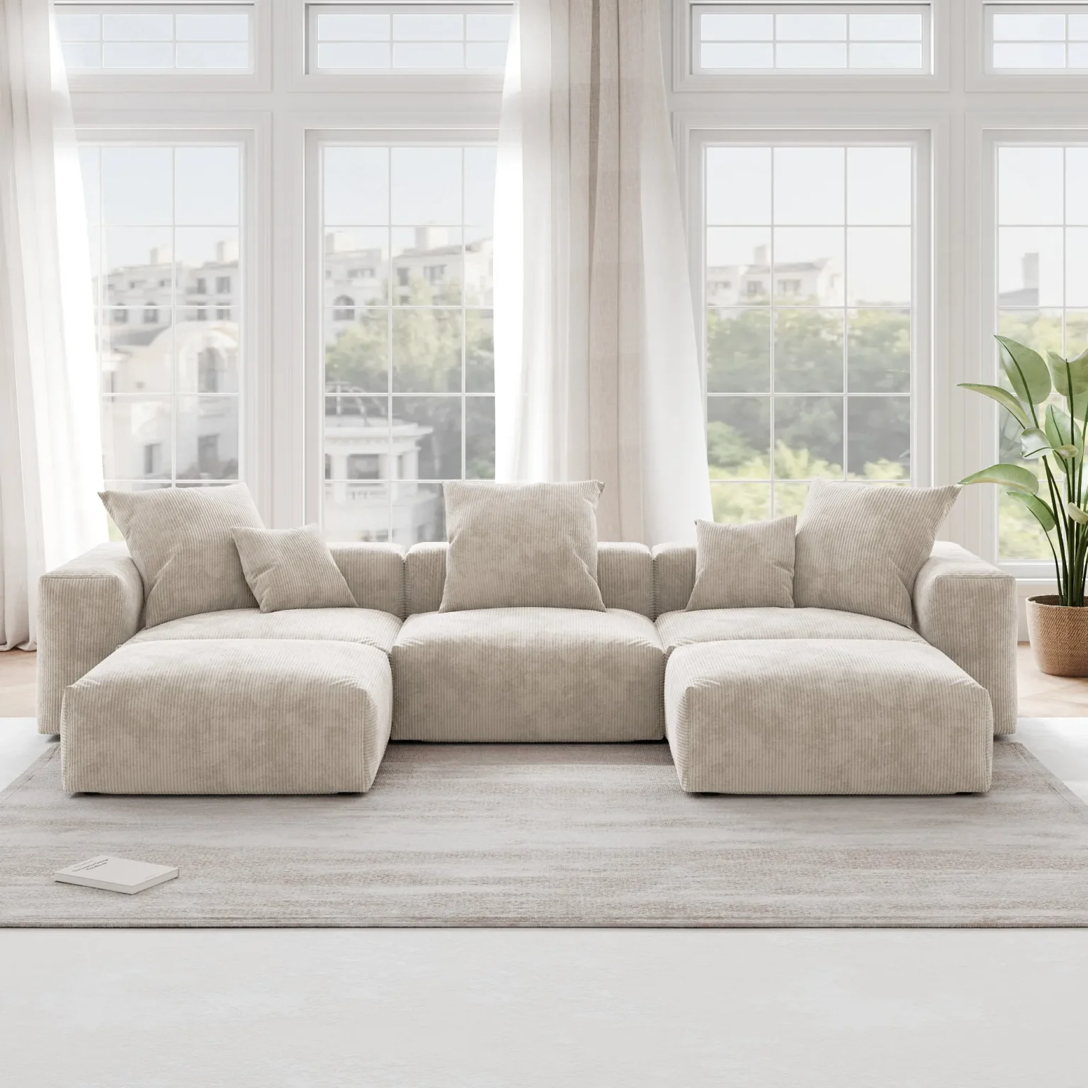 Pixel Modern Modular Sofa Modular Comfort 142 Inch Corduroy U Shaped Sectionals 5 Seaters Atunus 6