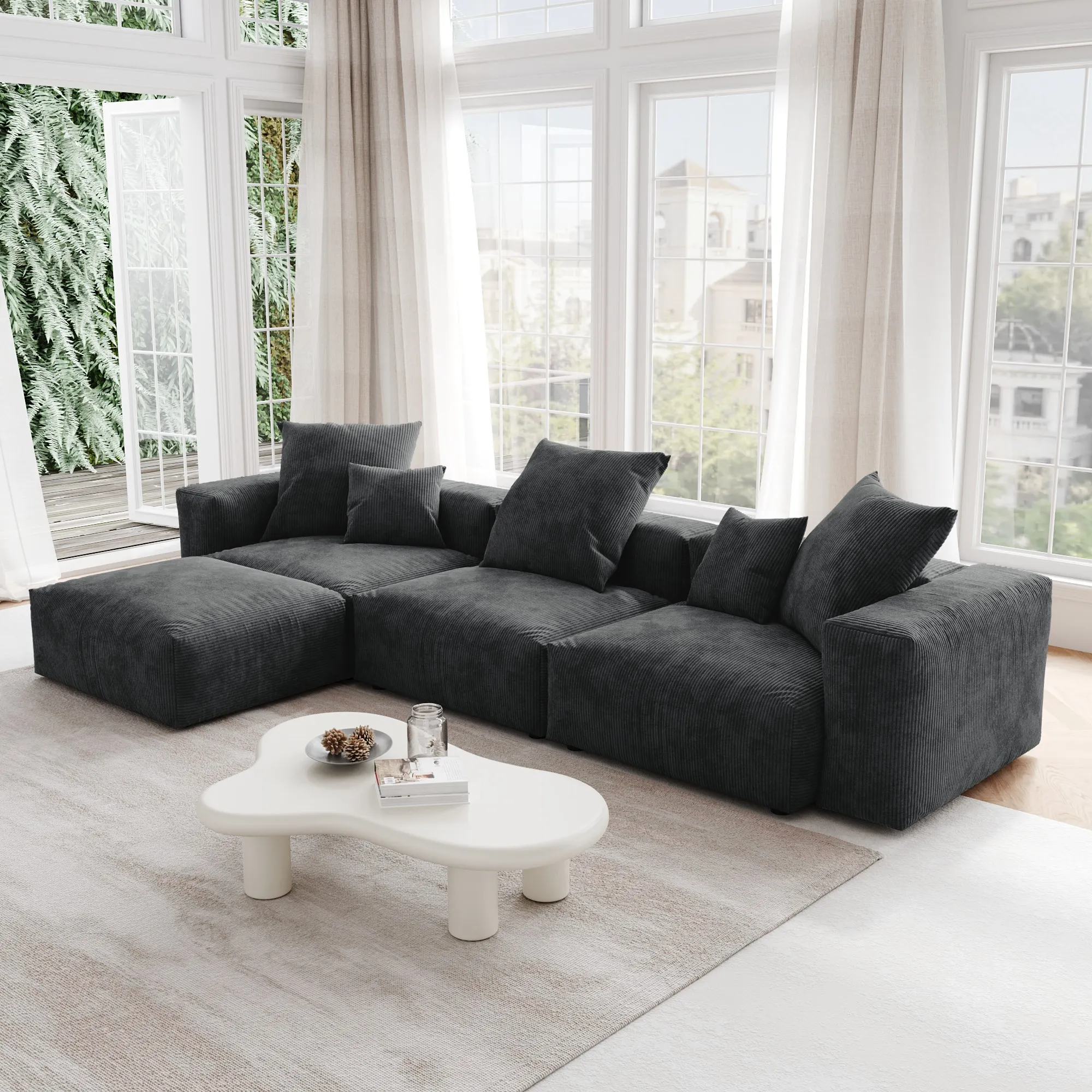Pixel Modern Modular Sofa Modular Comfort Corduroy L Shaped Sectionals 4 Seaters Atunus 10
