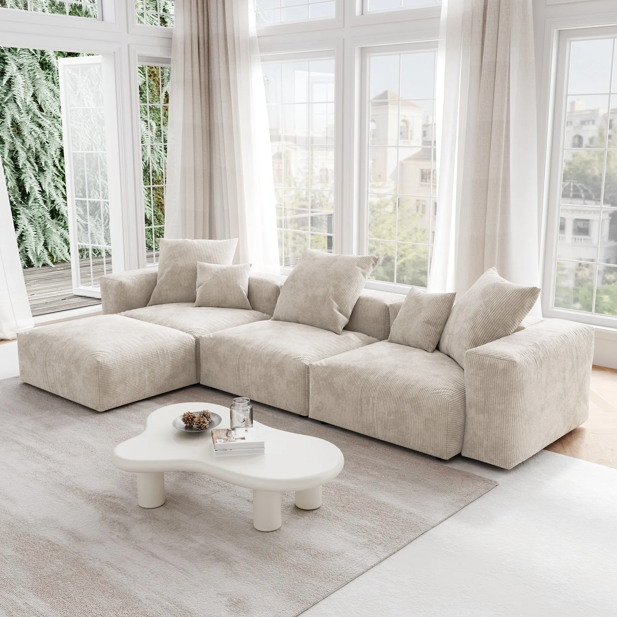 Pixel Modern Modular Sofa Modular Comfort Corduroy L Shaped Sectionals 4 Seaters Atunus 6