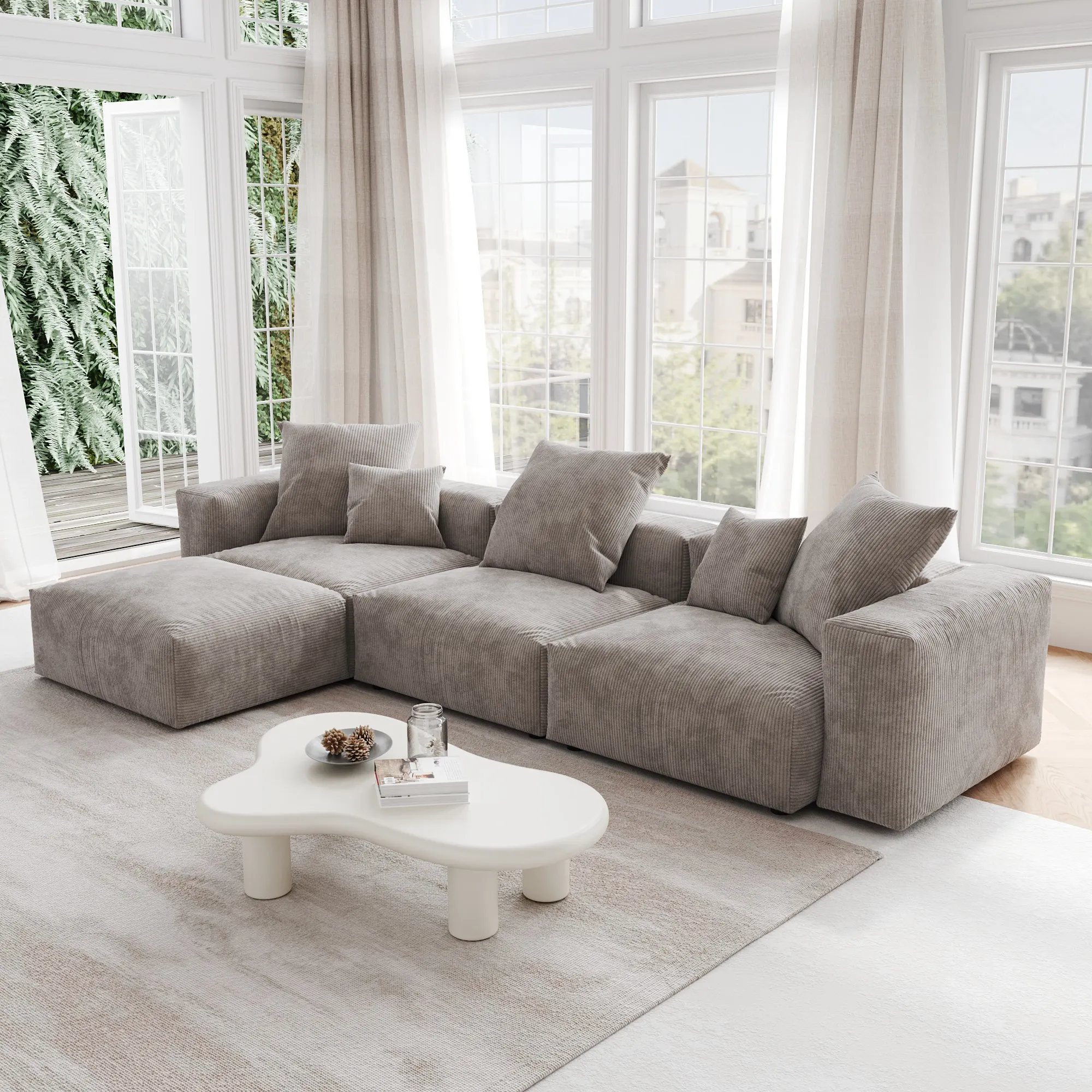 Pixel Modern Modular Sofa Modular Comfort Corduroy L Shaped Sectionals 4 Seaters Atunus 8