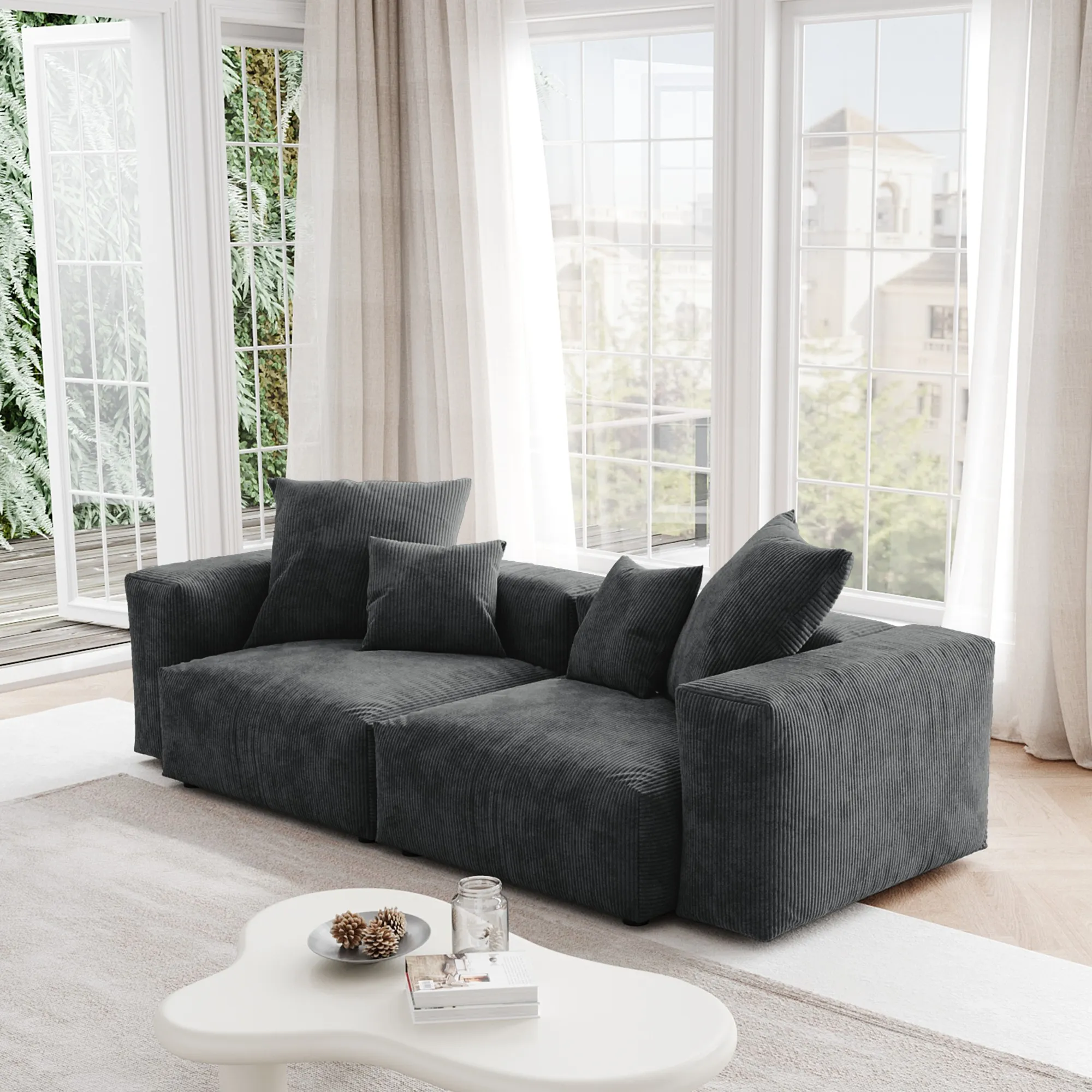 Pixel Modern Modular Sofa Pet Friendly 102 Inch Corduroy Sleepers 3 Seaters Atunus 10