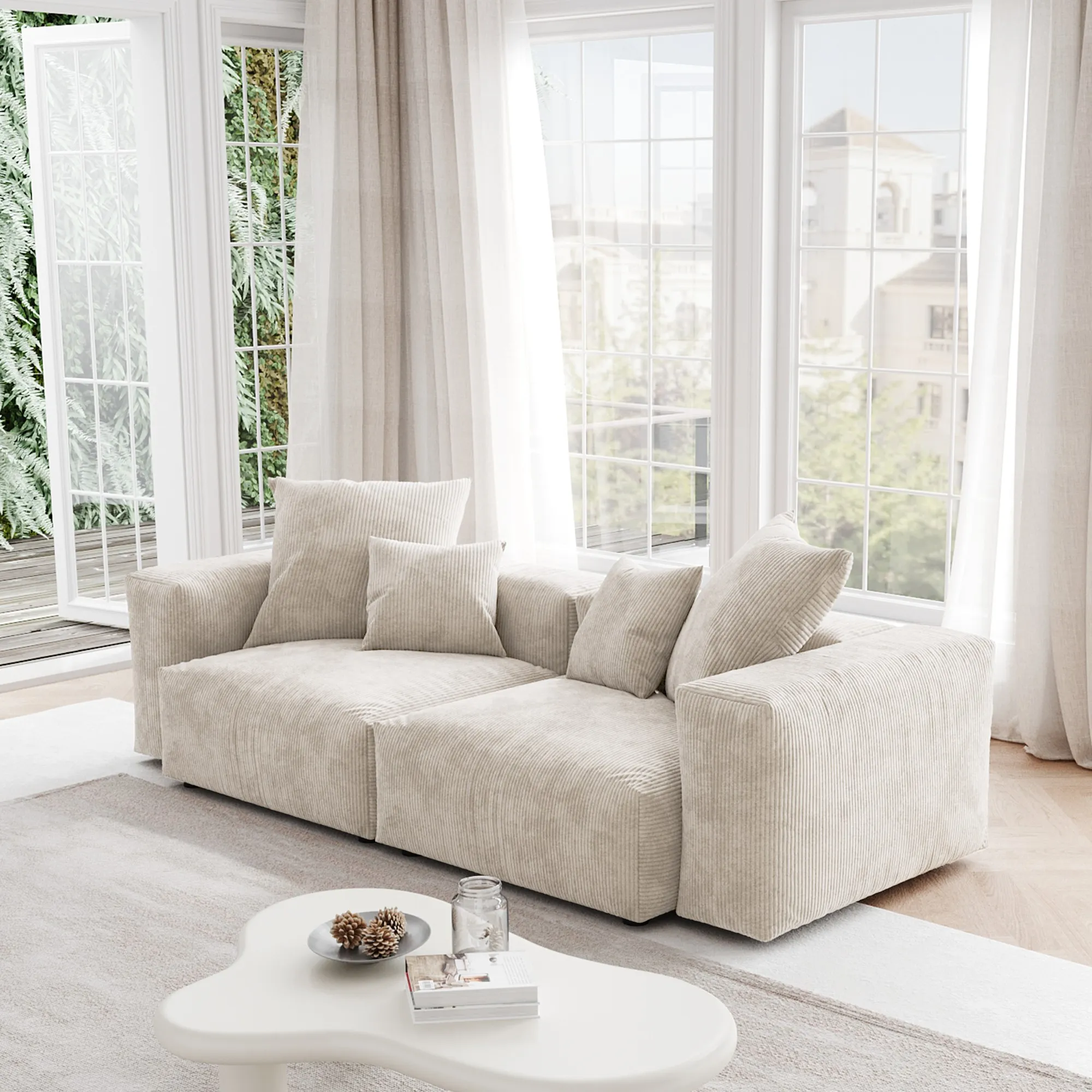Pixel Modern Modular Sofa Pet Friendly 102 Inch Corduroy Sleepers 3 Seaters Atunus 6