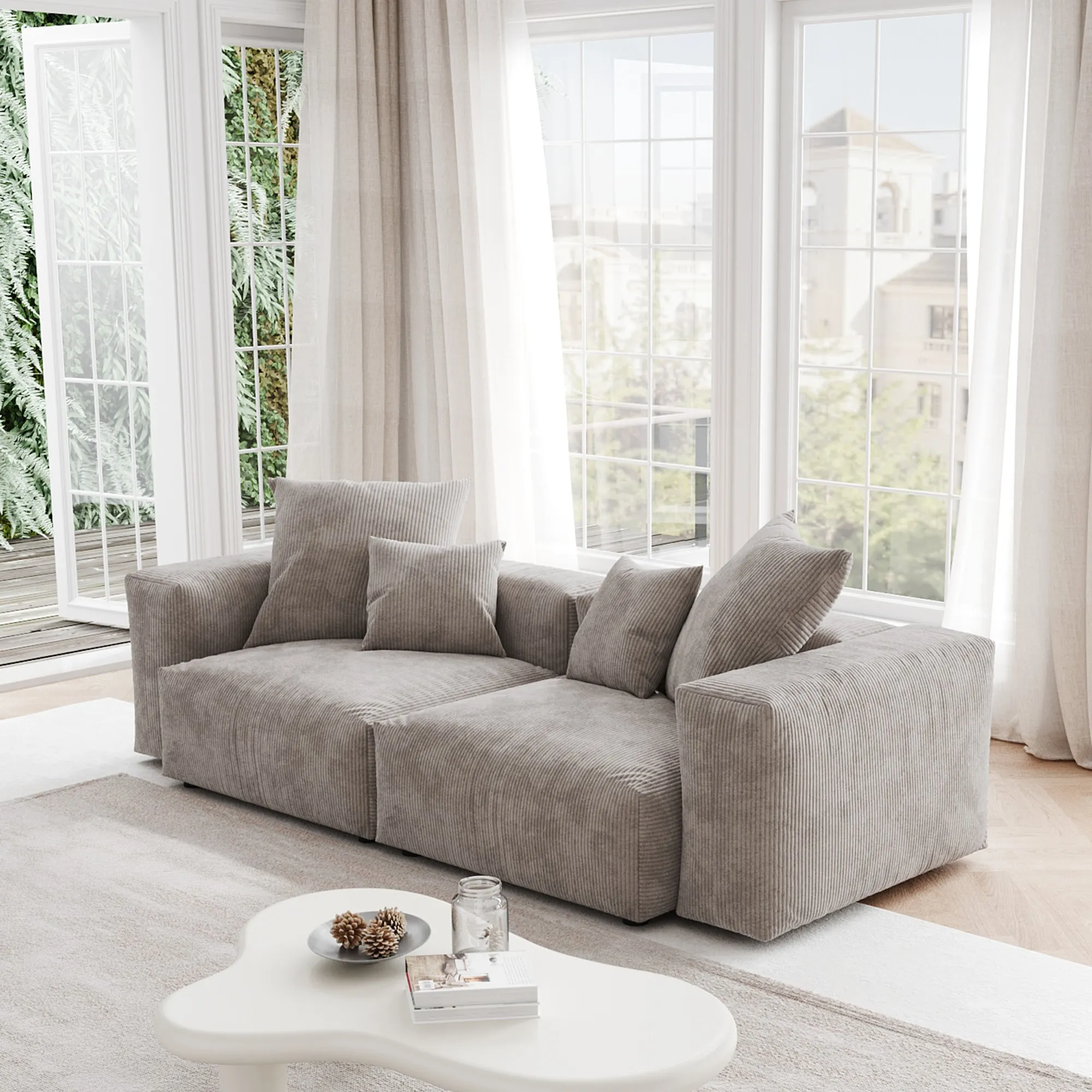Pixel Modern Modular Sofa Pet Friendly 102 Inch Corduroy Sleepers 3 Seaters Atunus 8