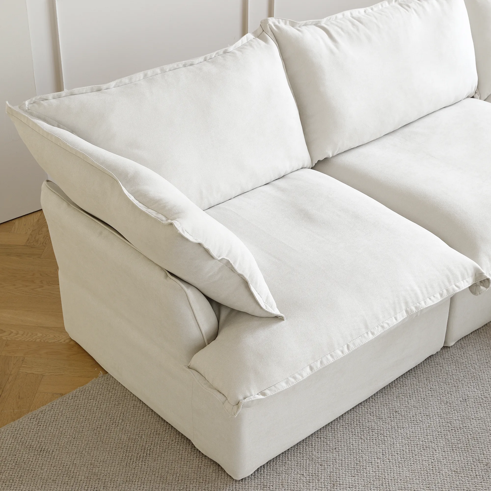 Sky Classic Linen Cloud Sofa Modular Washable 122 Inch Linen L Shaped Sectionals 4 Seaters Atunus 10