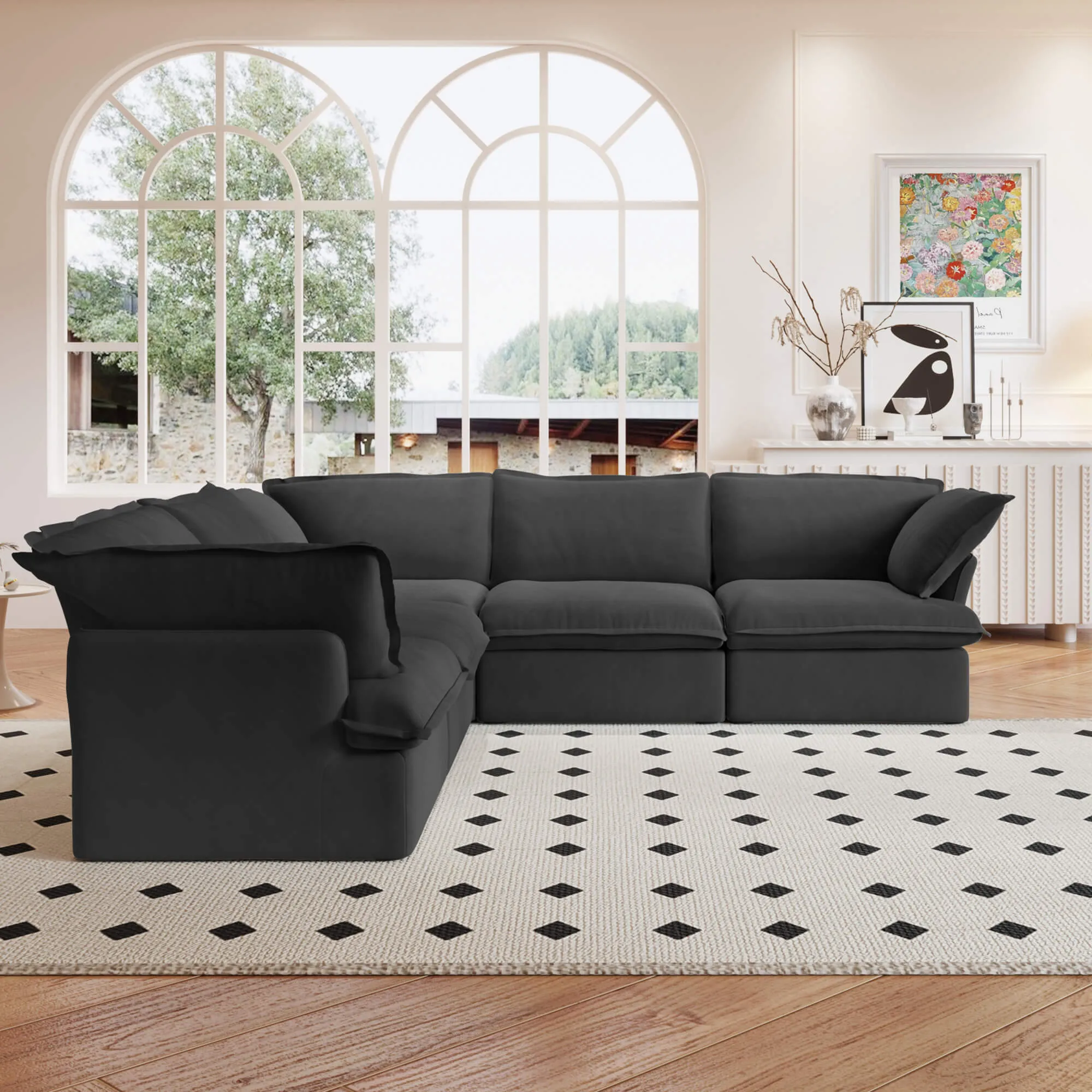 Sky Classic Linen Cloud Sofa Pet Friendly Cover 122 Inch Linen Corner Sectionals 5 Seaters Atunus 10