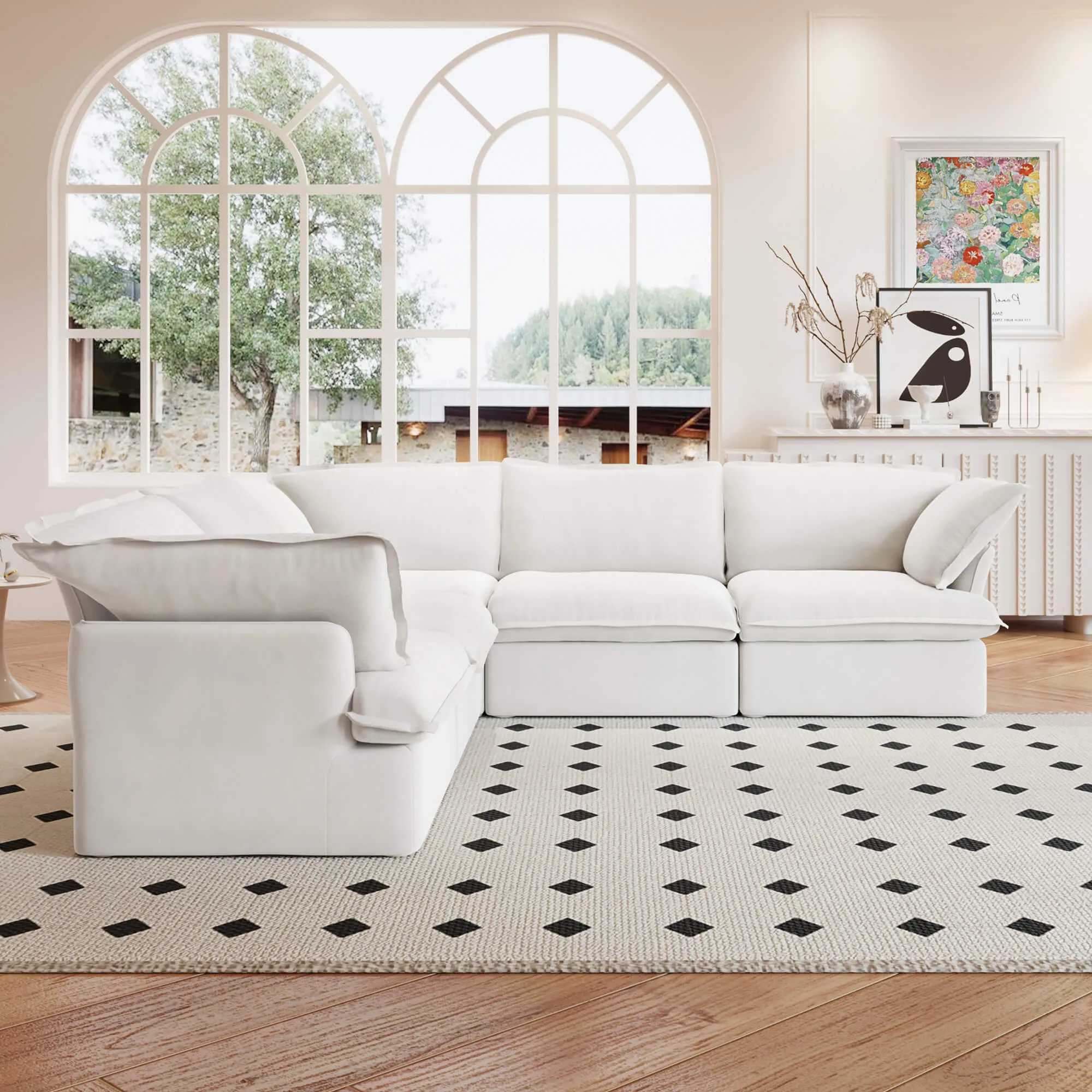 Sky Classic Linen Cloud Sofa Pet Friendly Cover 122 Inch Linen Corner Sectionals 5 Seaters Atunus 6