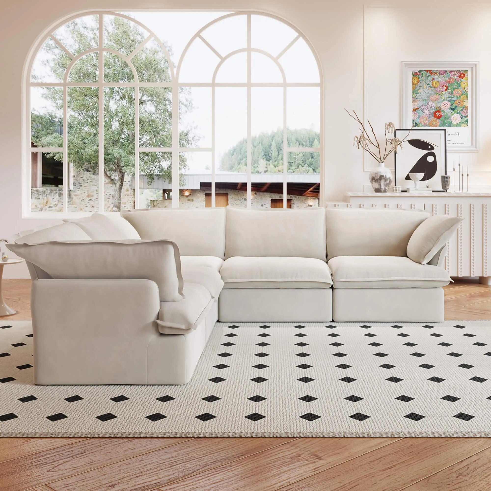 Sky Classic Linen Cloud Sofa Pet Friendly Cover 122 Inch Linen Corner Sectionals 5 Seaters Atunus 8