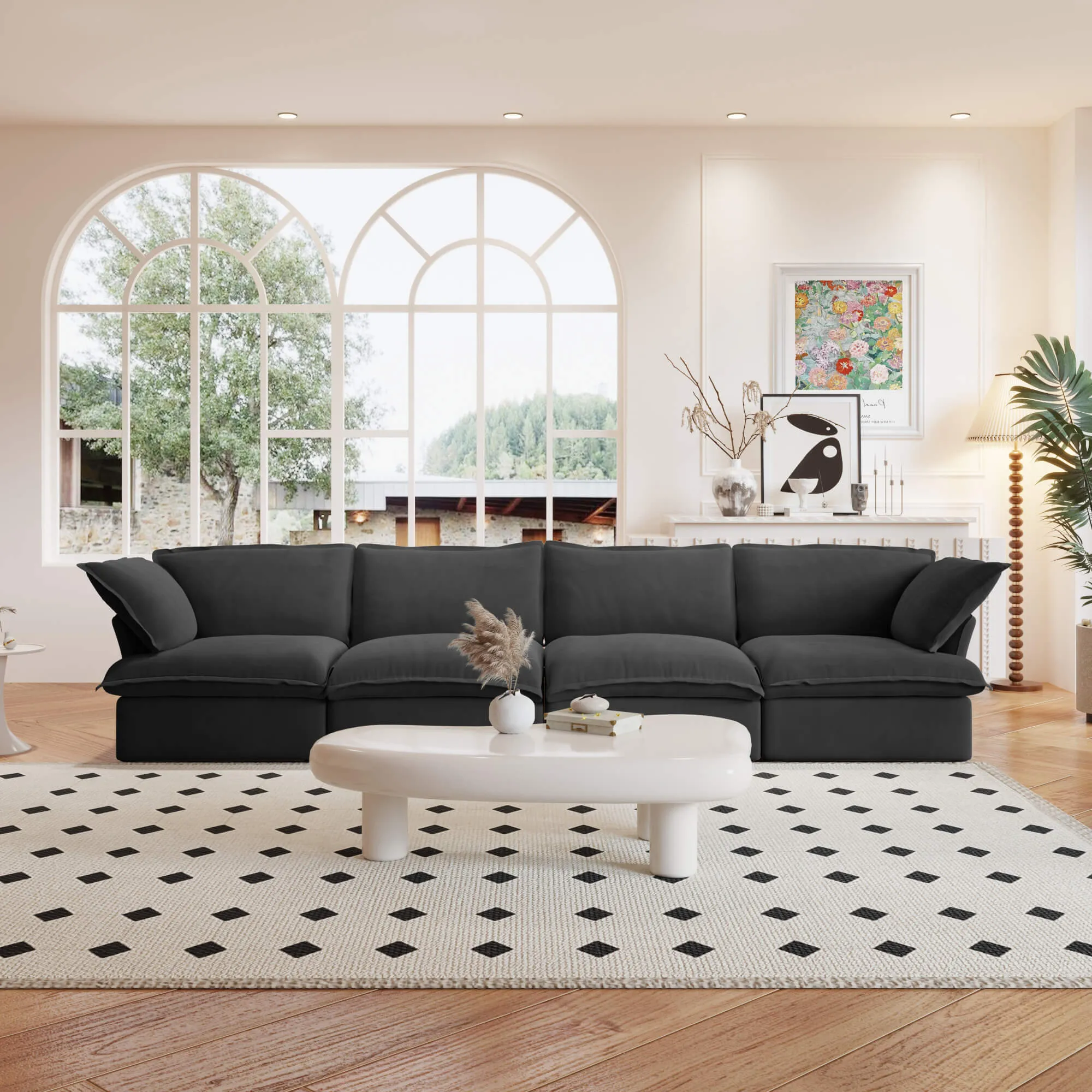 Sky Classic Linen Cloud Sofa Pet Friendly Cover 162 Inch Linen Sleepers 4 Seaters Atunus 1