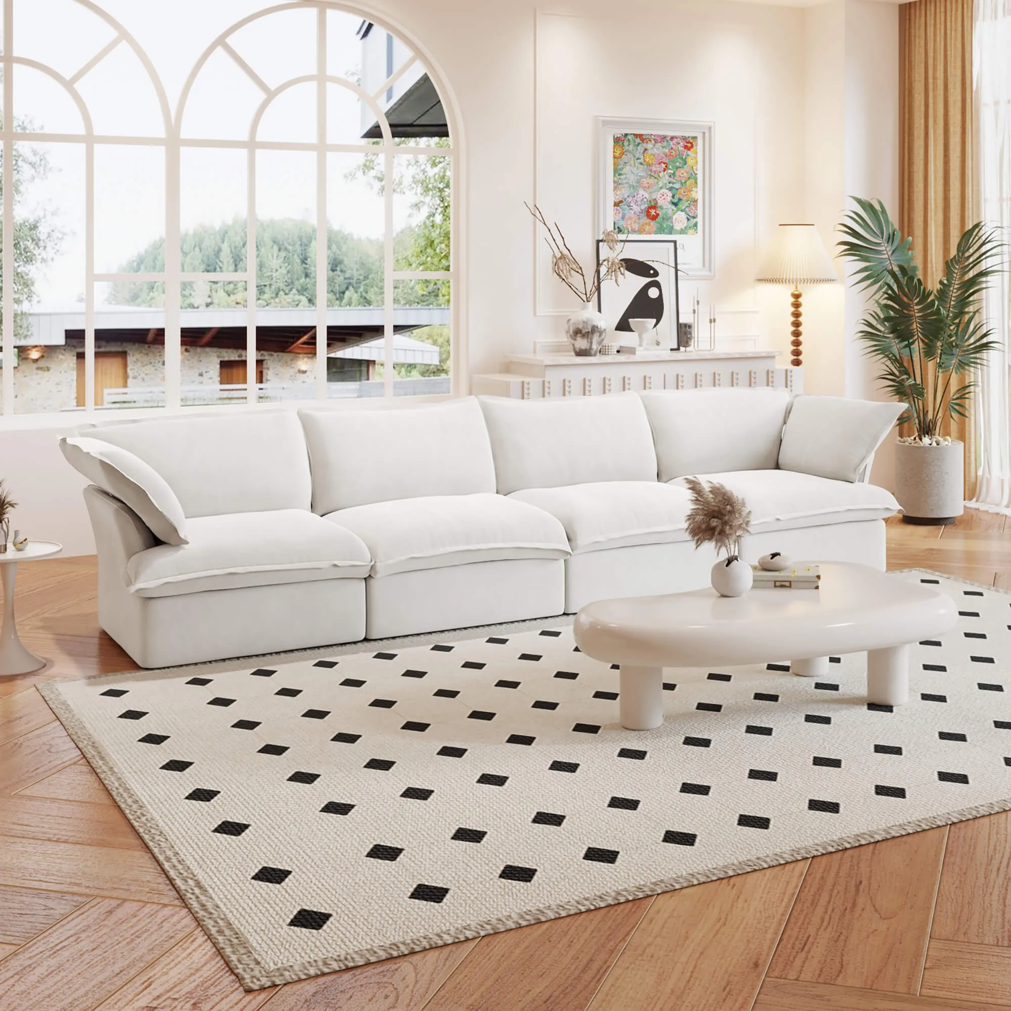 Sky Classic Linen Cloud Sofa Pet Friendly Cover 162 Inch Linen Sleepers 4 Seaters Atunus 5