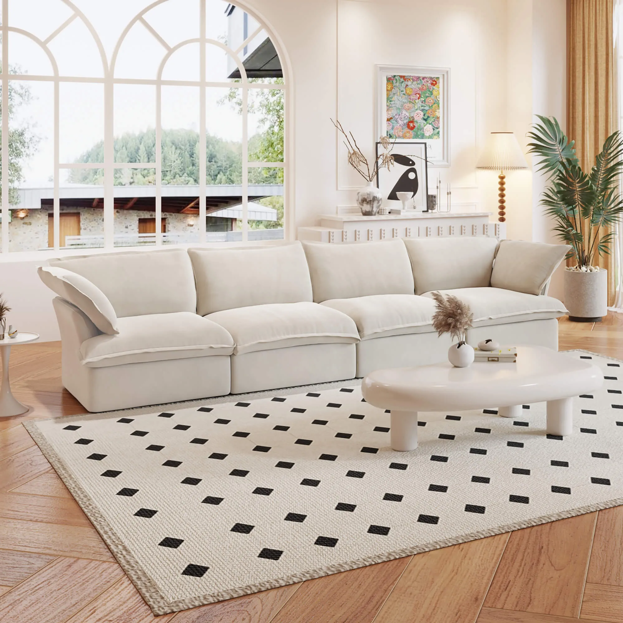 Sky Classic Linen Cloud Sofa Pet Friendly Cover 162 Inch Linen Sleepers 4 Seaters Atunus 7