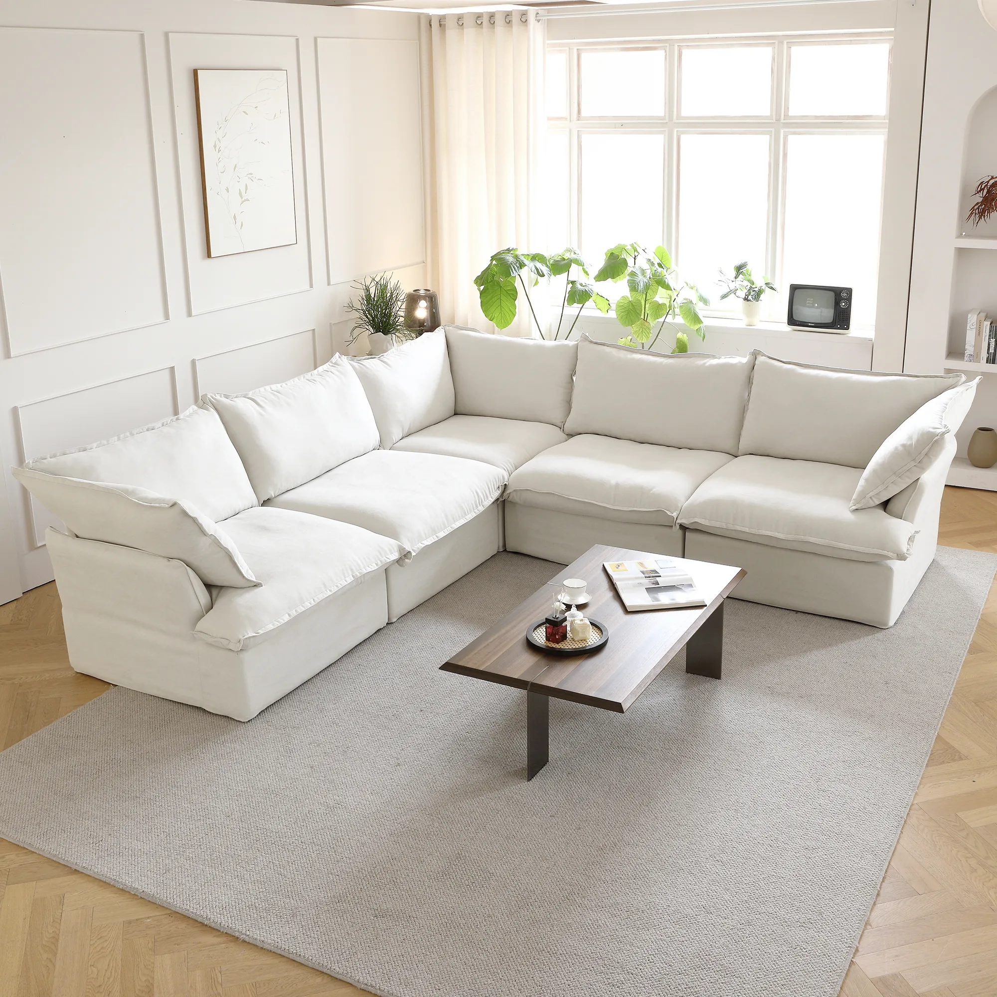 Sky Classic Linen Cloud Sofa Pet Friendly Cover 43 Inch Linen Single Sofa 1 Seaters Atunus 8