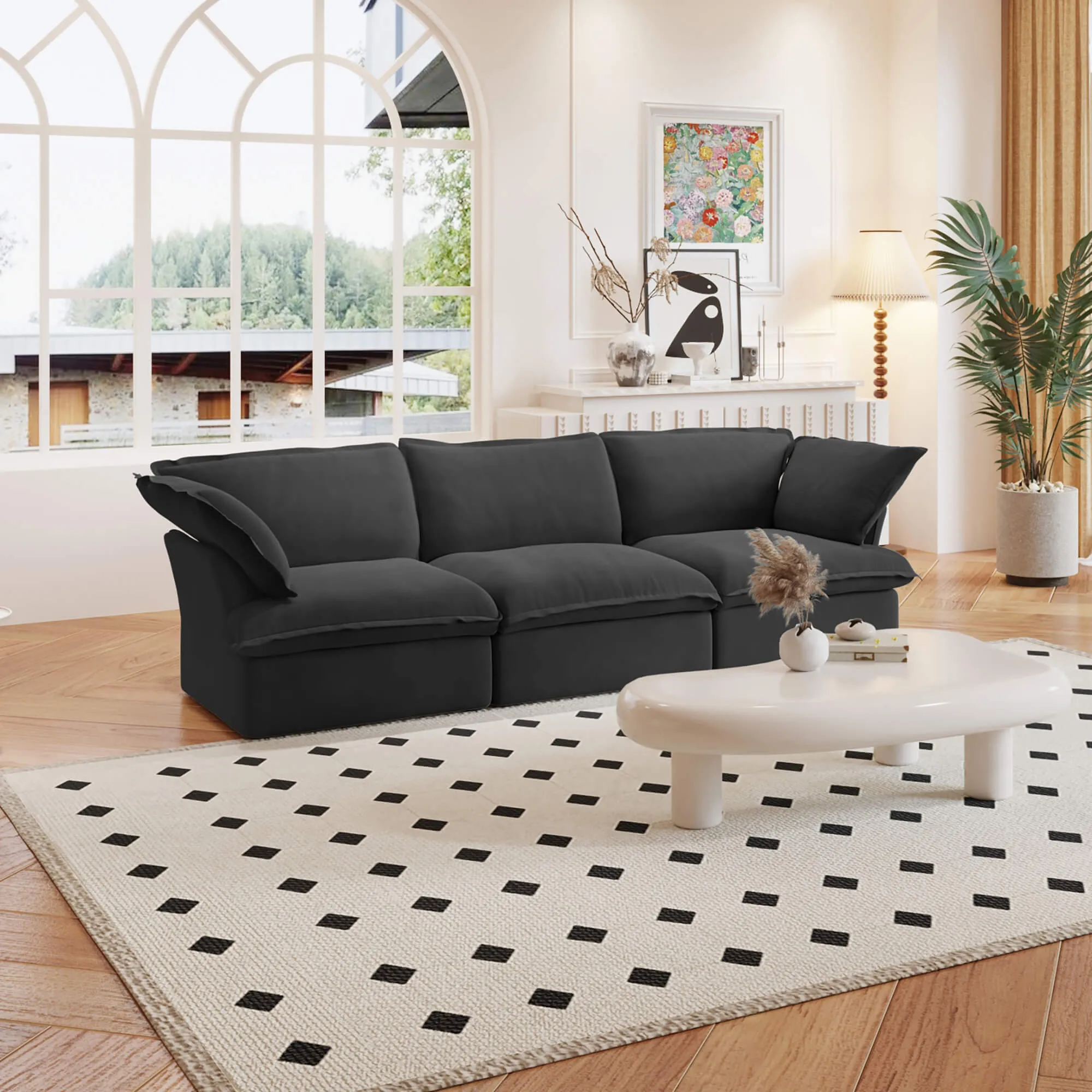 Sky Classic Linen Cloud Sofa Replaceable Cover 122 Inch Linen Sleepers 3 Seaters Atunus 10
