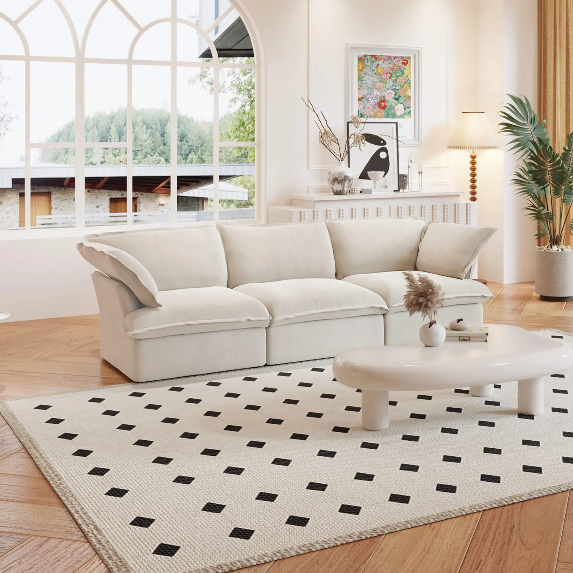 Sky Classic Linen Cloud Sofa Replaceable Cover 122 Inch Linen Sleepers 3 Seaters Atunus 8