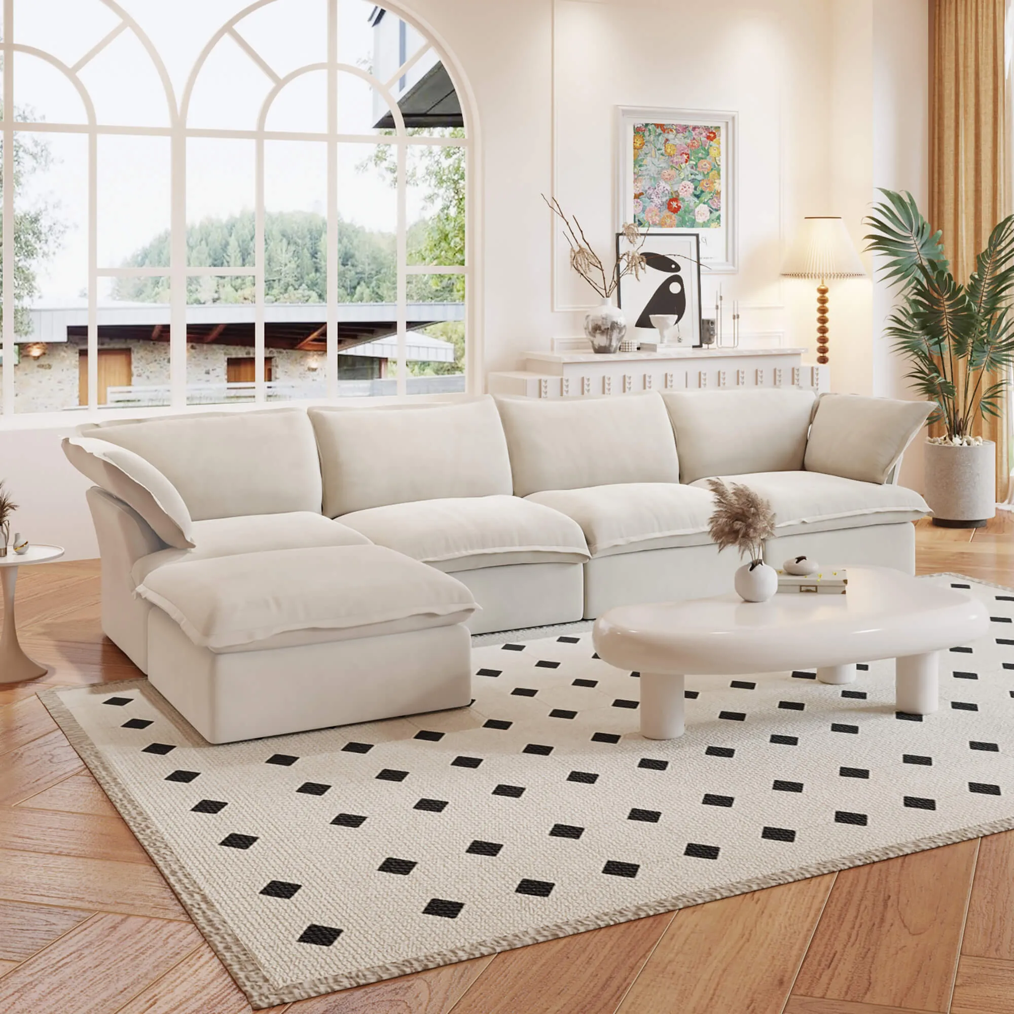 Sky Classic Linen Cloud Sofa Washable Cover 162 Inch Linen L Shaped Sectionals 5 Seaters Atunus 7