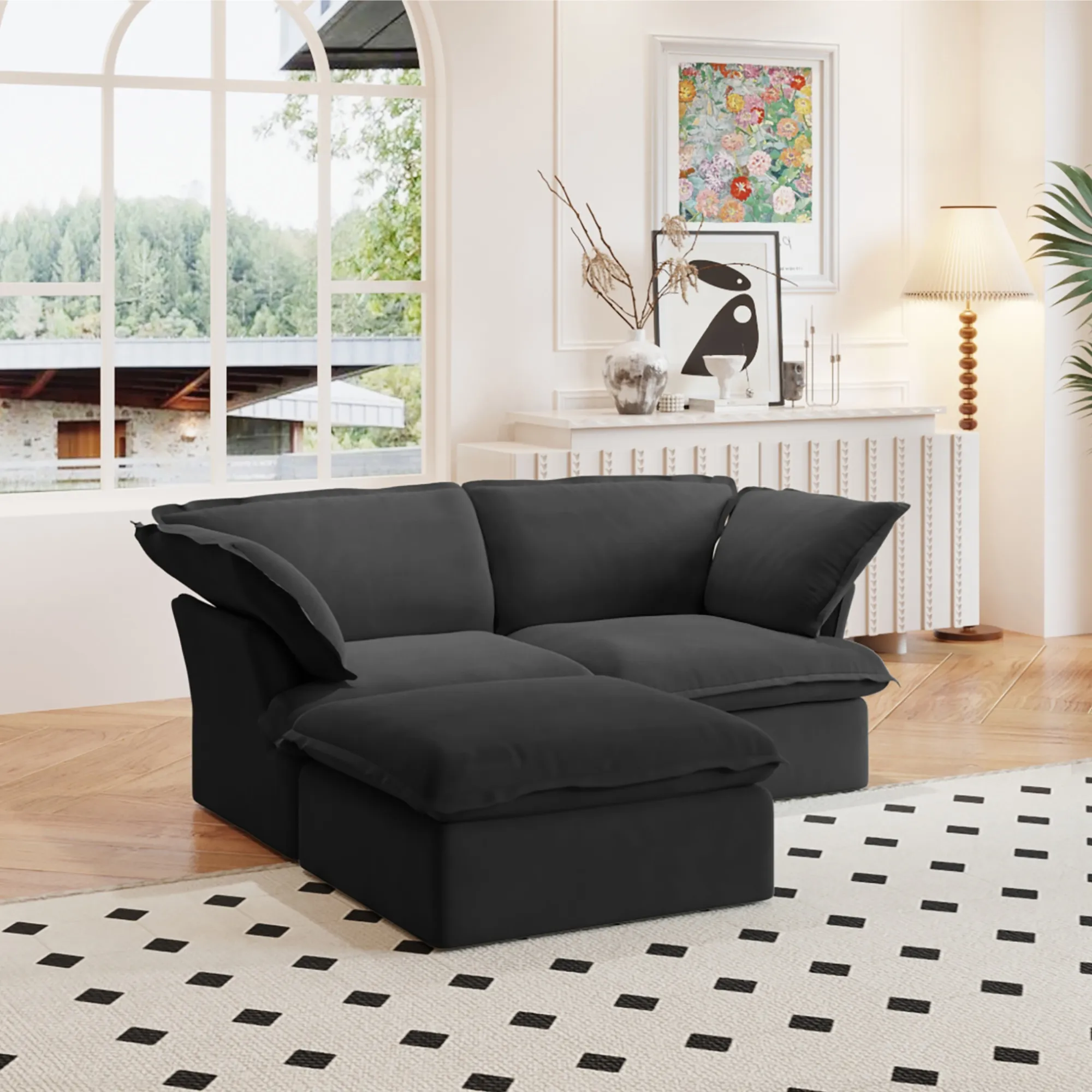 Sky Classic Linen Cloud Sofa Washable Cover 83 Inch Linen L Shaped Sectionals 3 Seaters Atunus 10