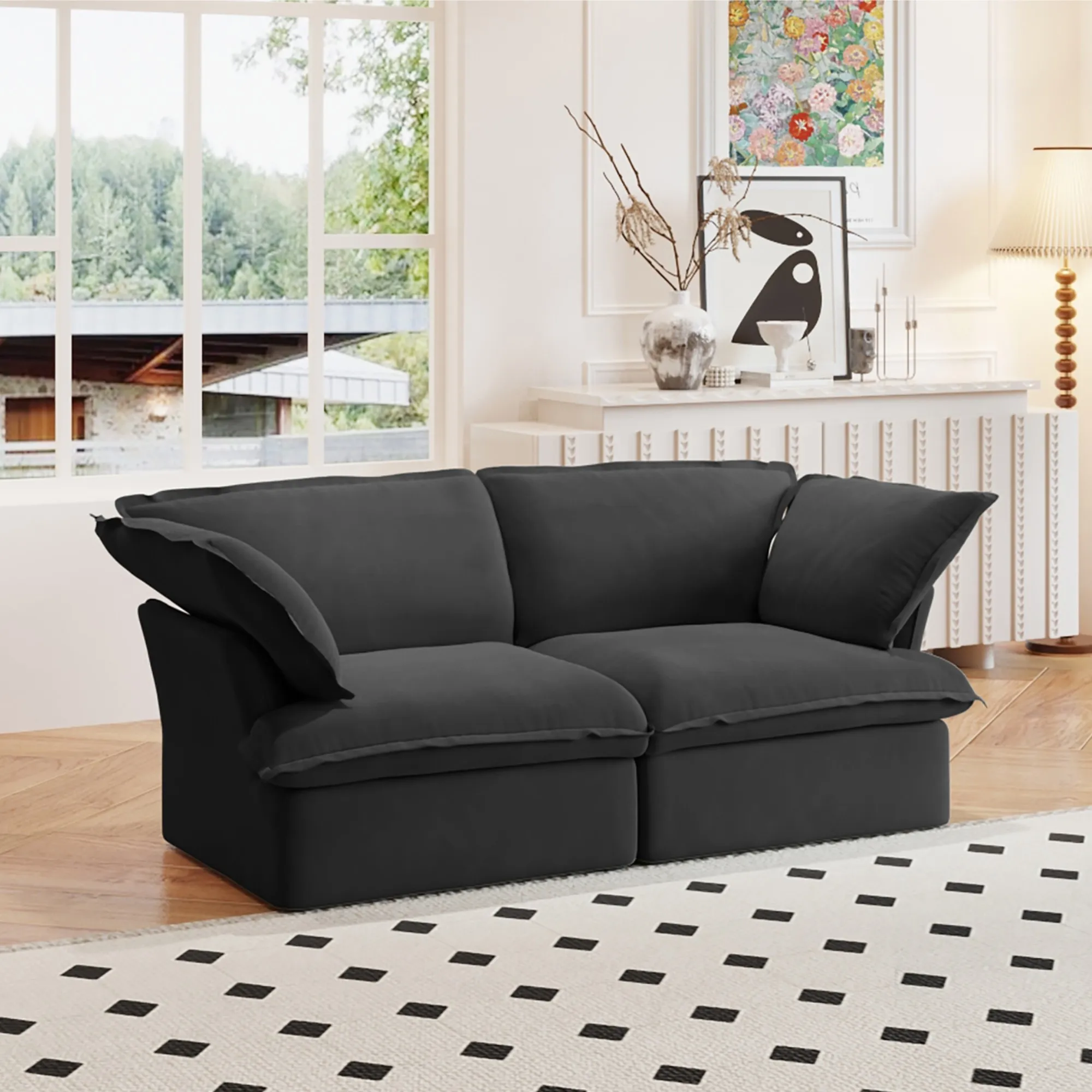 Sky Classic Linen Cloud Sofa Washable Cover 83 Inch Linen Loveseats 2 Seaters Atunus 10