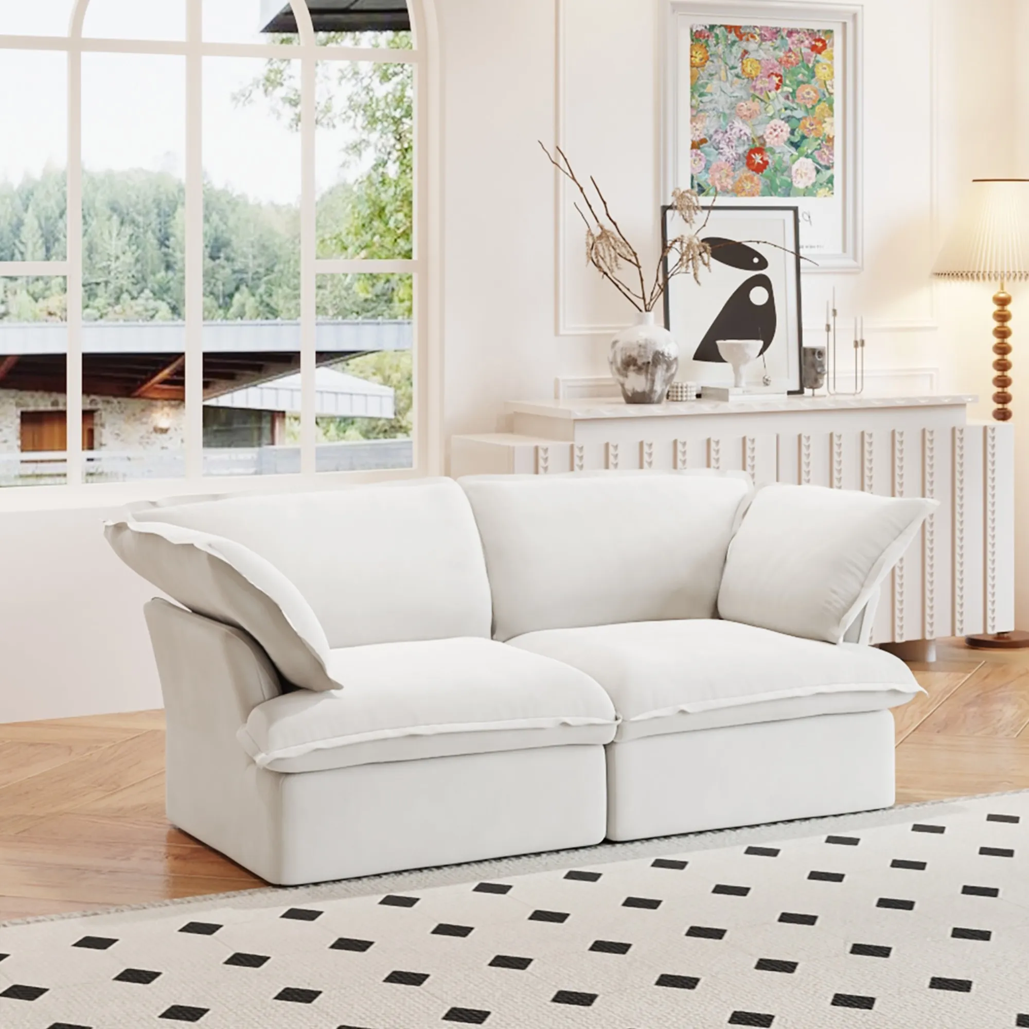 Sky Classic Linen Cloud Sofa Washable Cover 83 Inch Linen Loveseats 2 Seaters Atunus 6