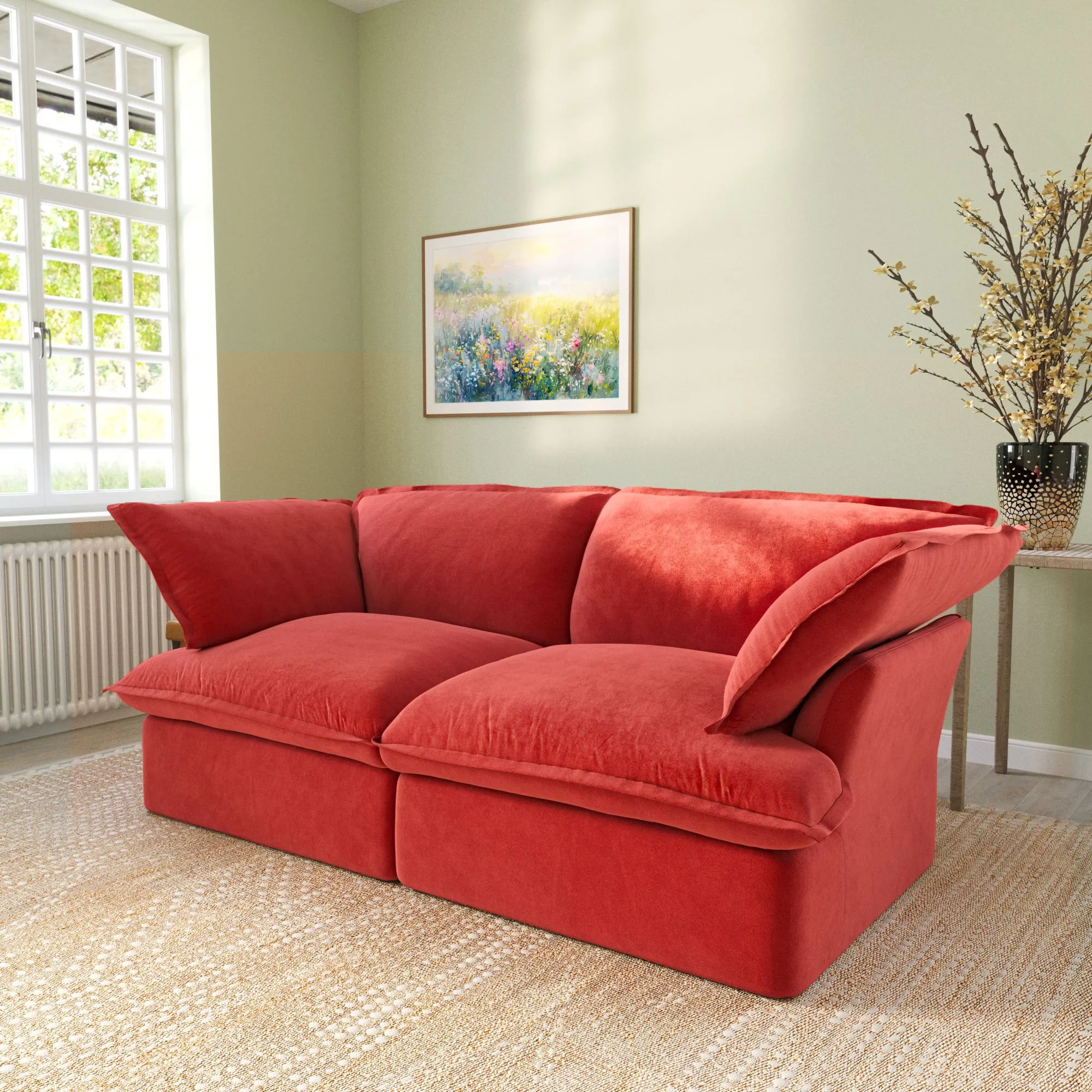 Sky Classic Velvet Cloud Sofa Modular Washable 83 Inch Velvet Loveseats 2 Seaters Atunus 9