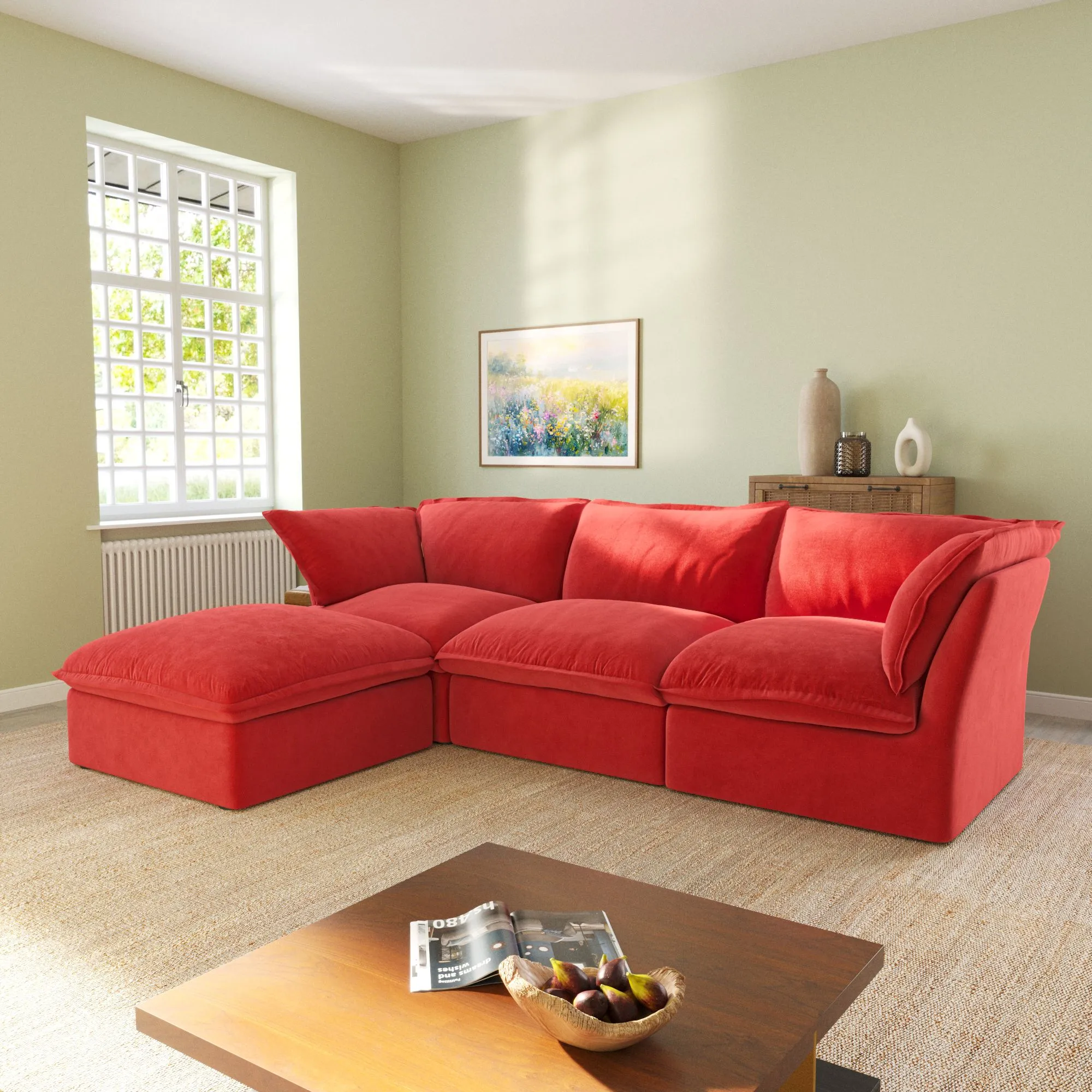 Sky Classic Velvet Cloud Sofa Pet Friendly Cover 123 Inch Velvet L Shaped Sectionals 4 Seaters Atunus 13