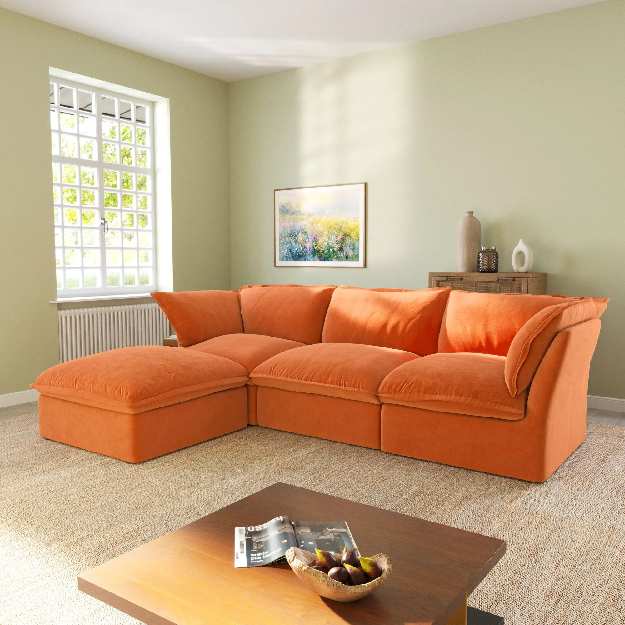 Sky Classic Velvet Cloud Sofa Pet Friendly Cover 123 Inch Velvet L Shaped Sectionals 4 Seaters Atunus 9