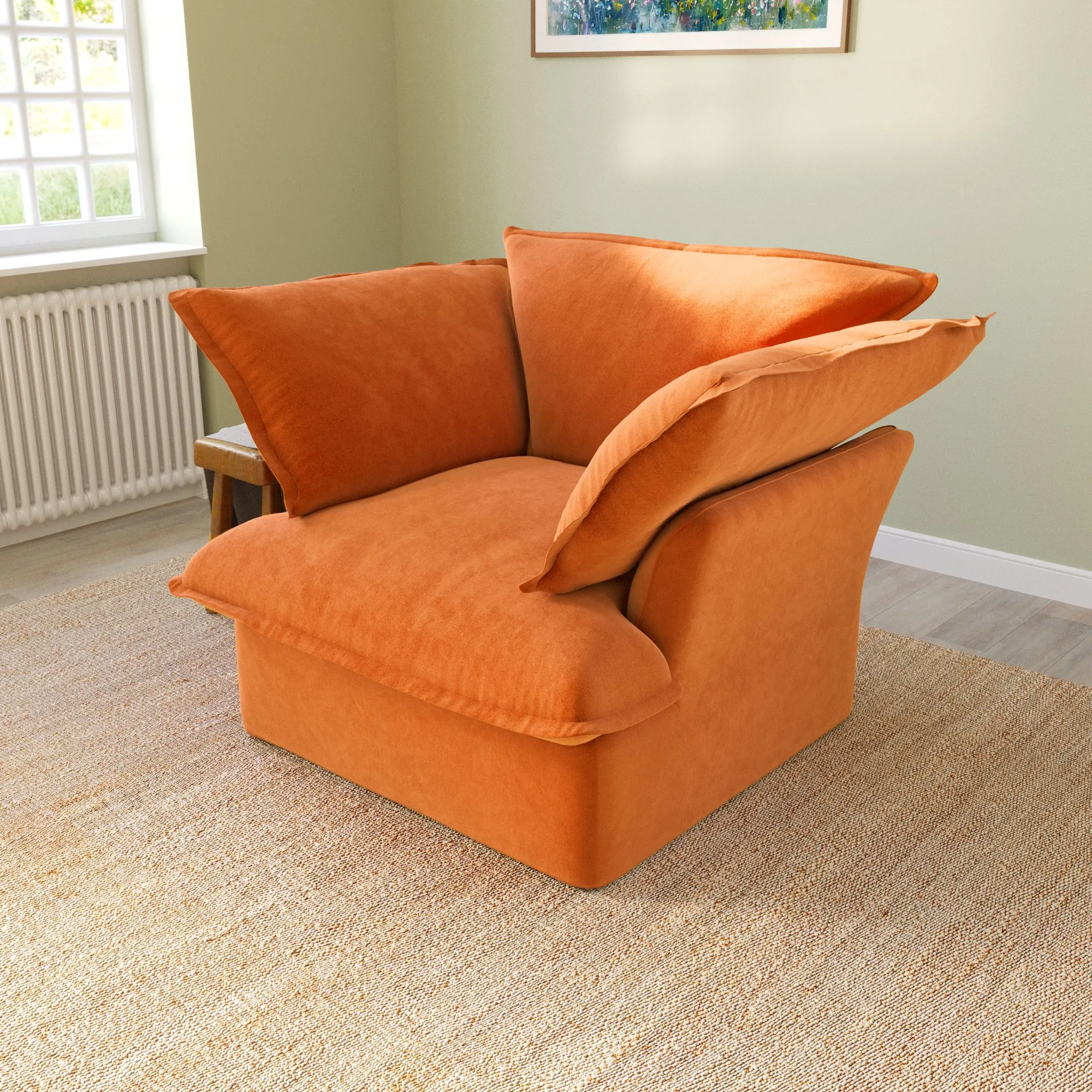 Sky Classic Velvet Cloud Sofa Pet Friendly Cover 43 Inch Velvet Single Sofa 1 Seaters Atunus 12
