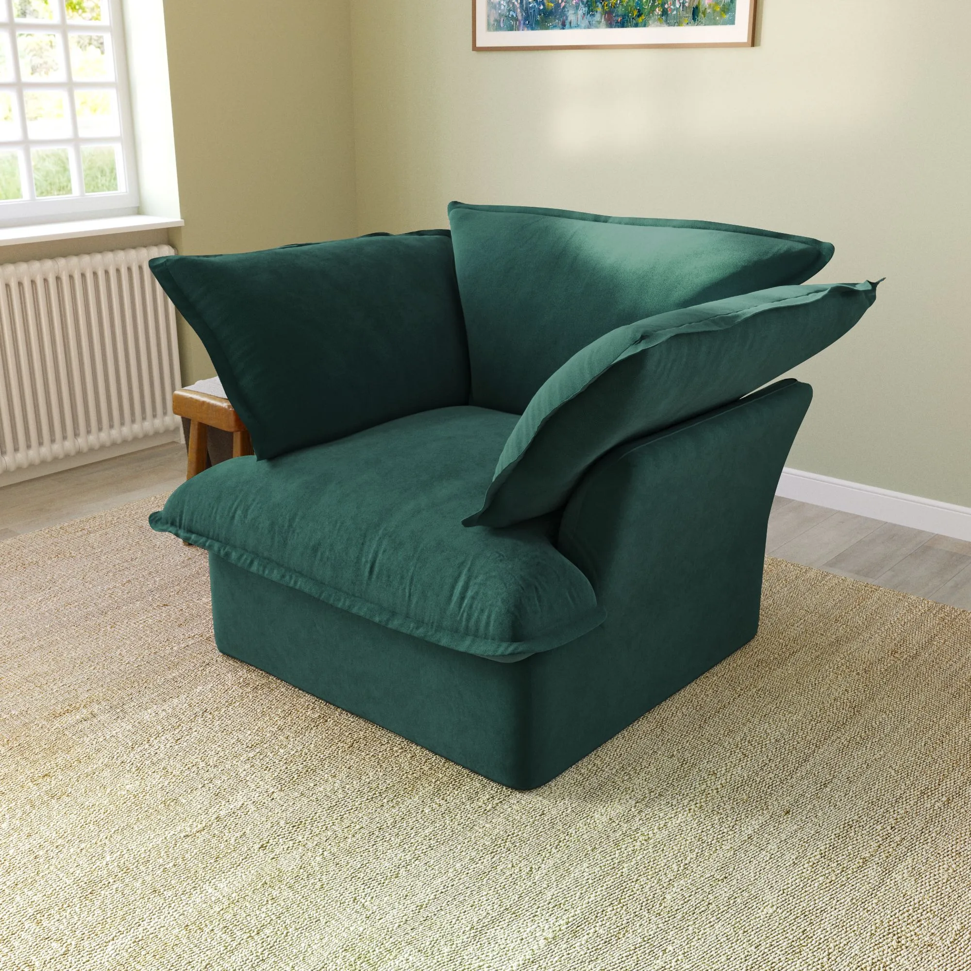 Sky Classic Velvet Cloud Sofa Pet Friendly Cover 43 Inch Velvet Single Sofa 1 Seaters Atunus 8