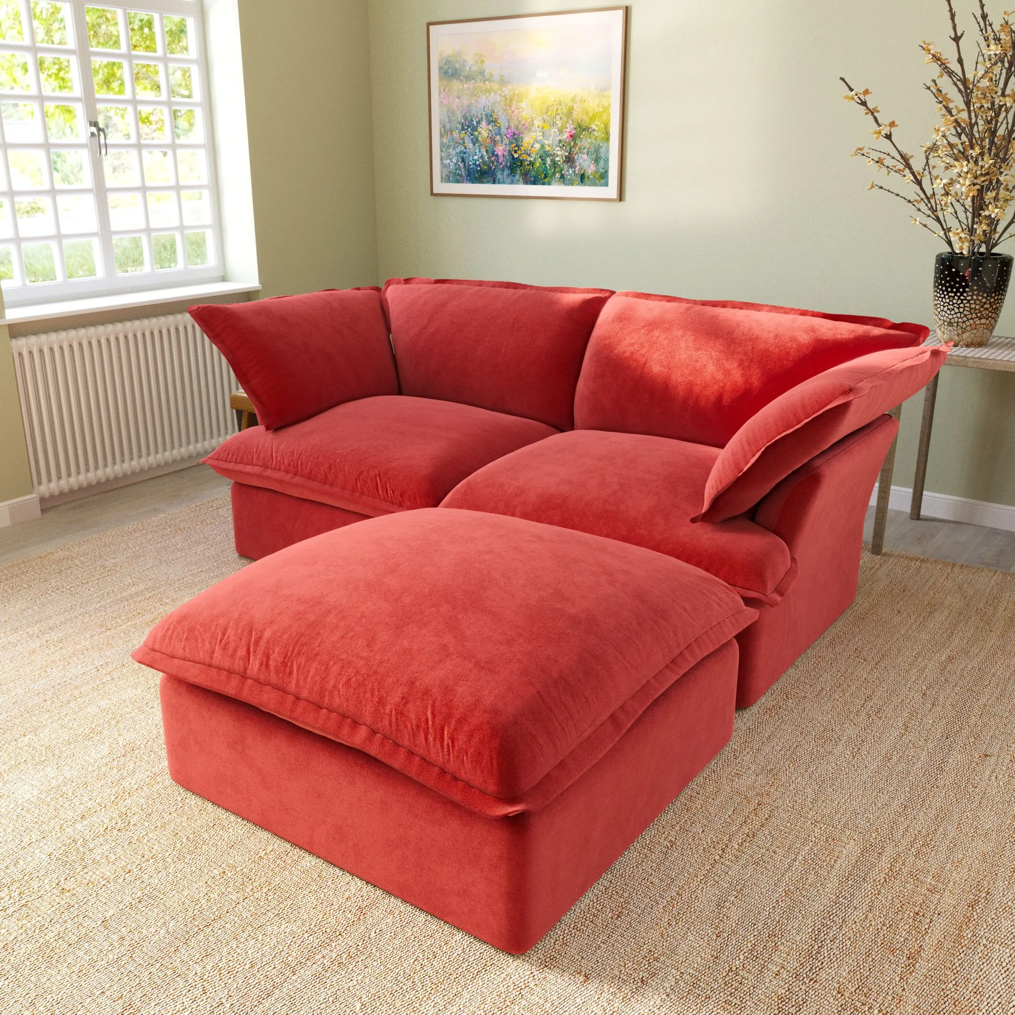 Sky Classic Velvet Cloud Sofa Replaceable Cover 83 Inch Velvet L Shaped Sectionals 3 Seaters Atunus 11