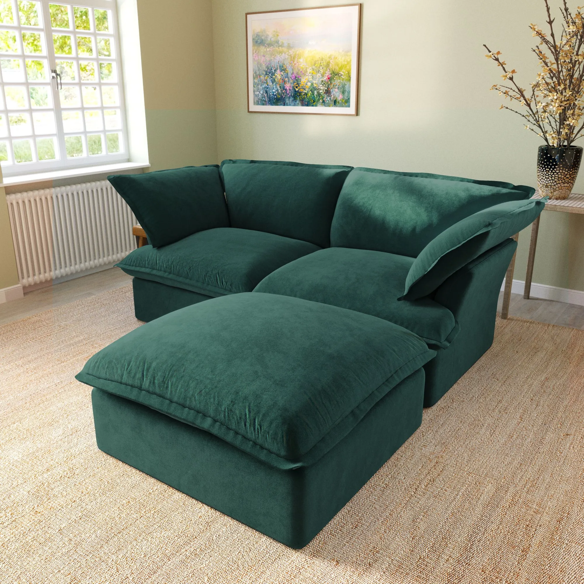 Sky Classic Velvet Cloud Sofa Replaceable Cover 83 Inch Velvet L Shaped Sectionals 3 Seaters Atunus 13