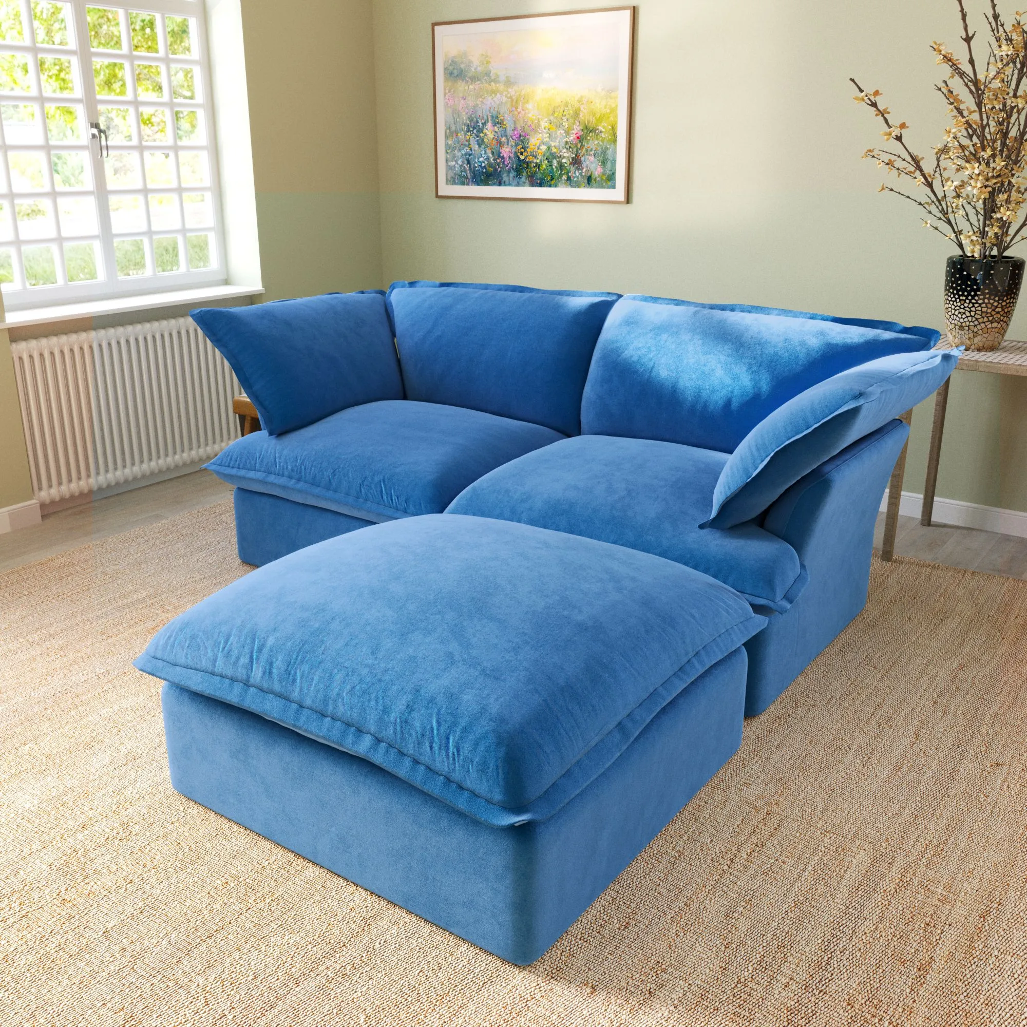 Sky Classic Velvet Cloud Sofa Replaceable Cover 83 Inch Velvet L Shaped Sectionals 3 Seaters Atunus 7