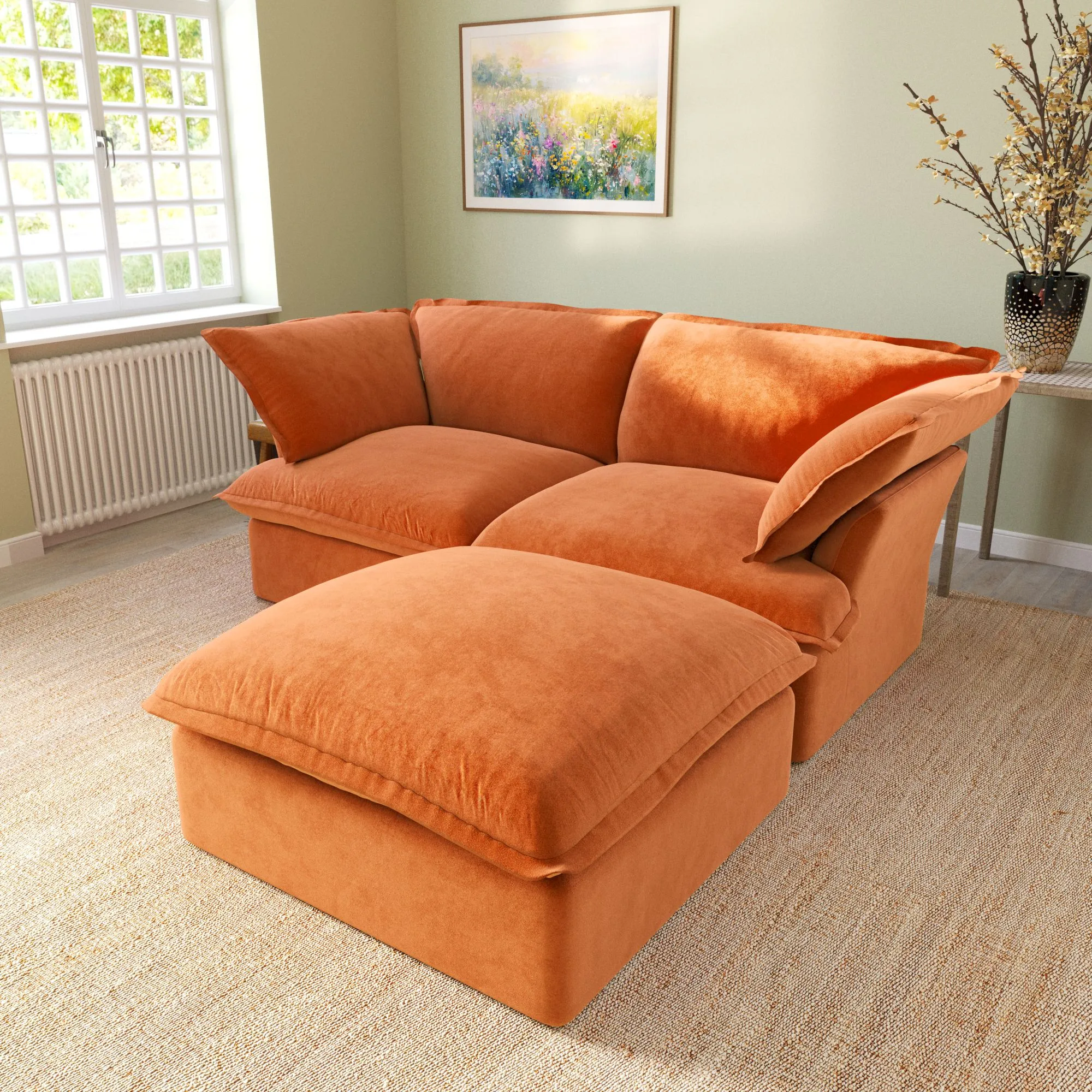 Sky Classic Velvet Cloud Sofa Replaceable Cover 83 Inch Velvet L Shaped Sectionals 3 Seaters Atunus 9