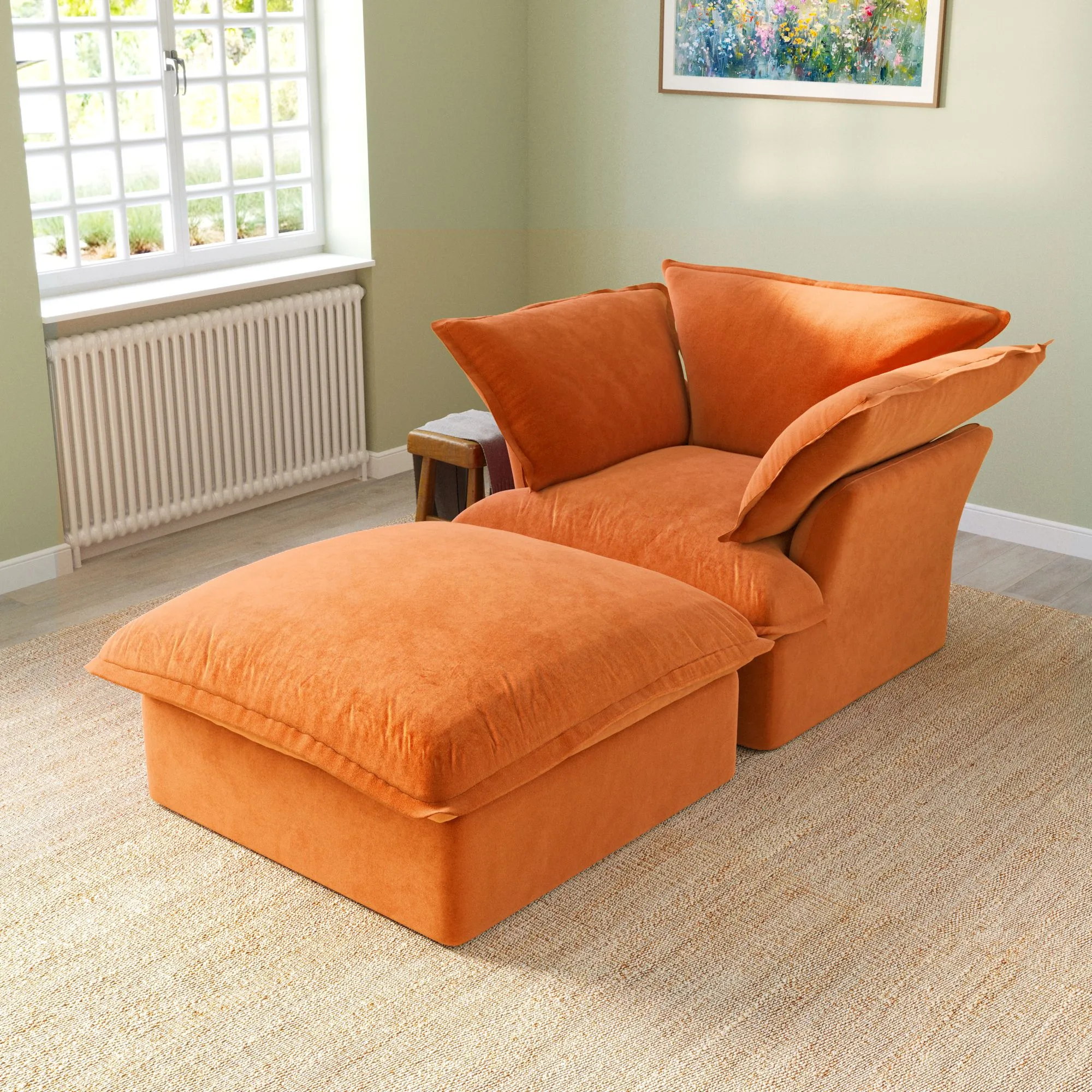 Sky Classic Velvet Cloud Sofa Washable Cover 43 Inch Velvet Chaise Sectionals 2 Seaters Atunus 1
