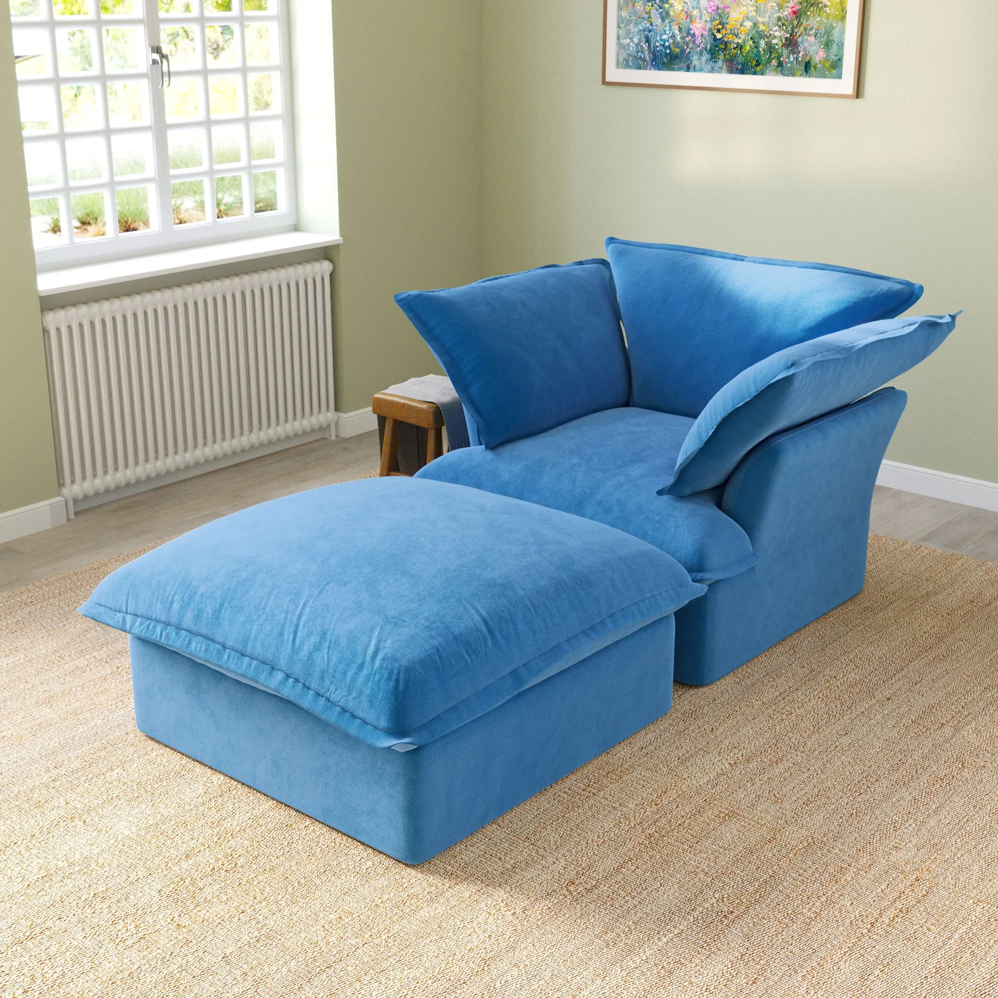 Sky Classic Velvet Cloud Sofa Washable Cover 43 Inch Velvet Chaise Sectionals 2 Seaters Atunus 2