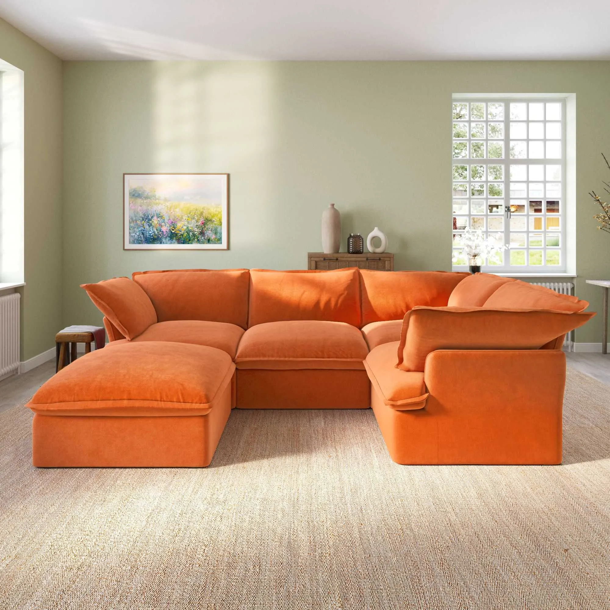 Sky Classic Velvet Cloud Sofa Washable Cover Velvet Corner Sectionals 5 Seaters Atunus 6