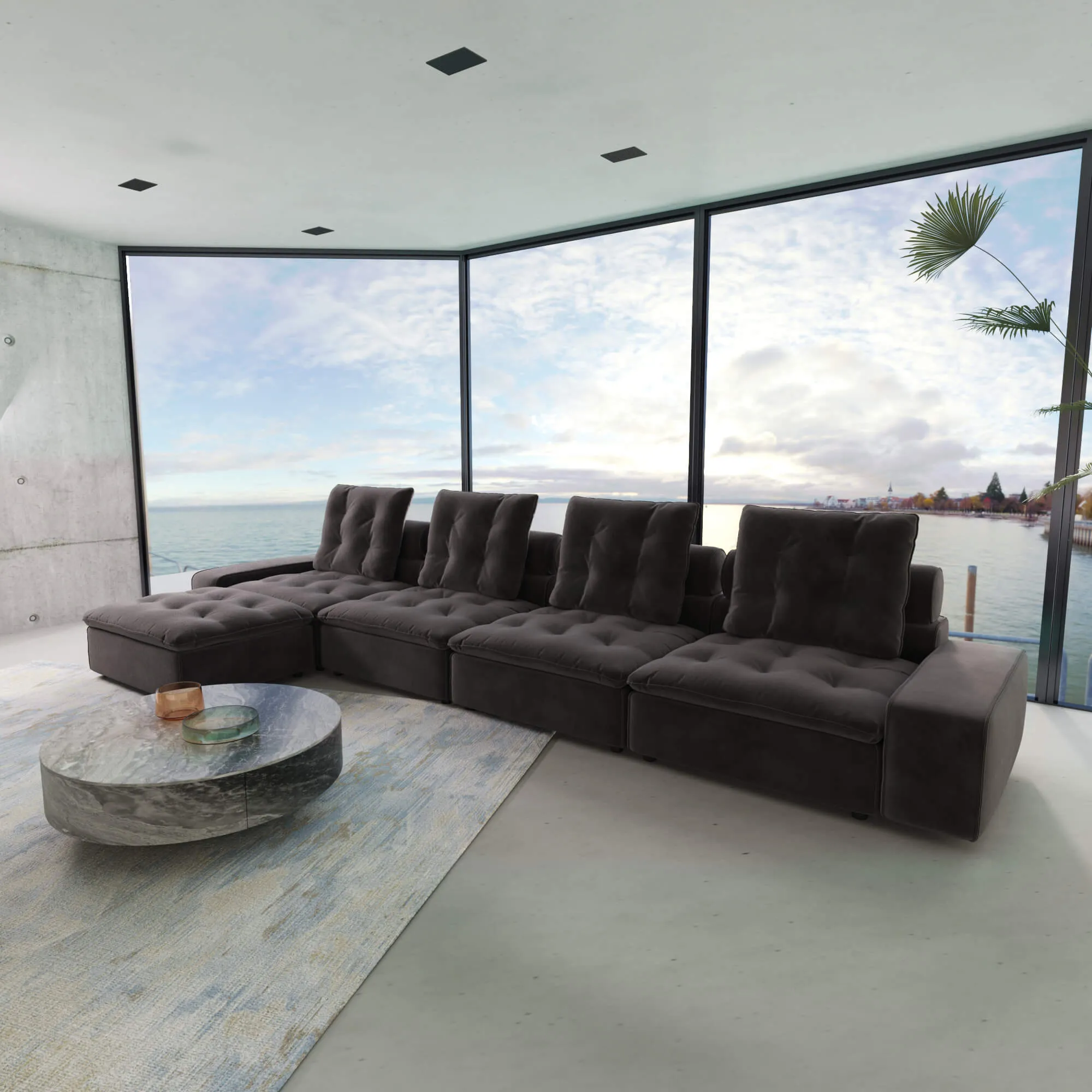 Sky Cloud Deluxe Adjustable Sectional Sofa Adjustable Comfort Velvet L Shaped Sectionals 5 Seaters Atunus 10