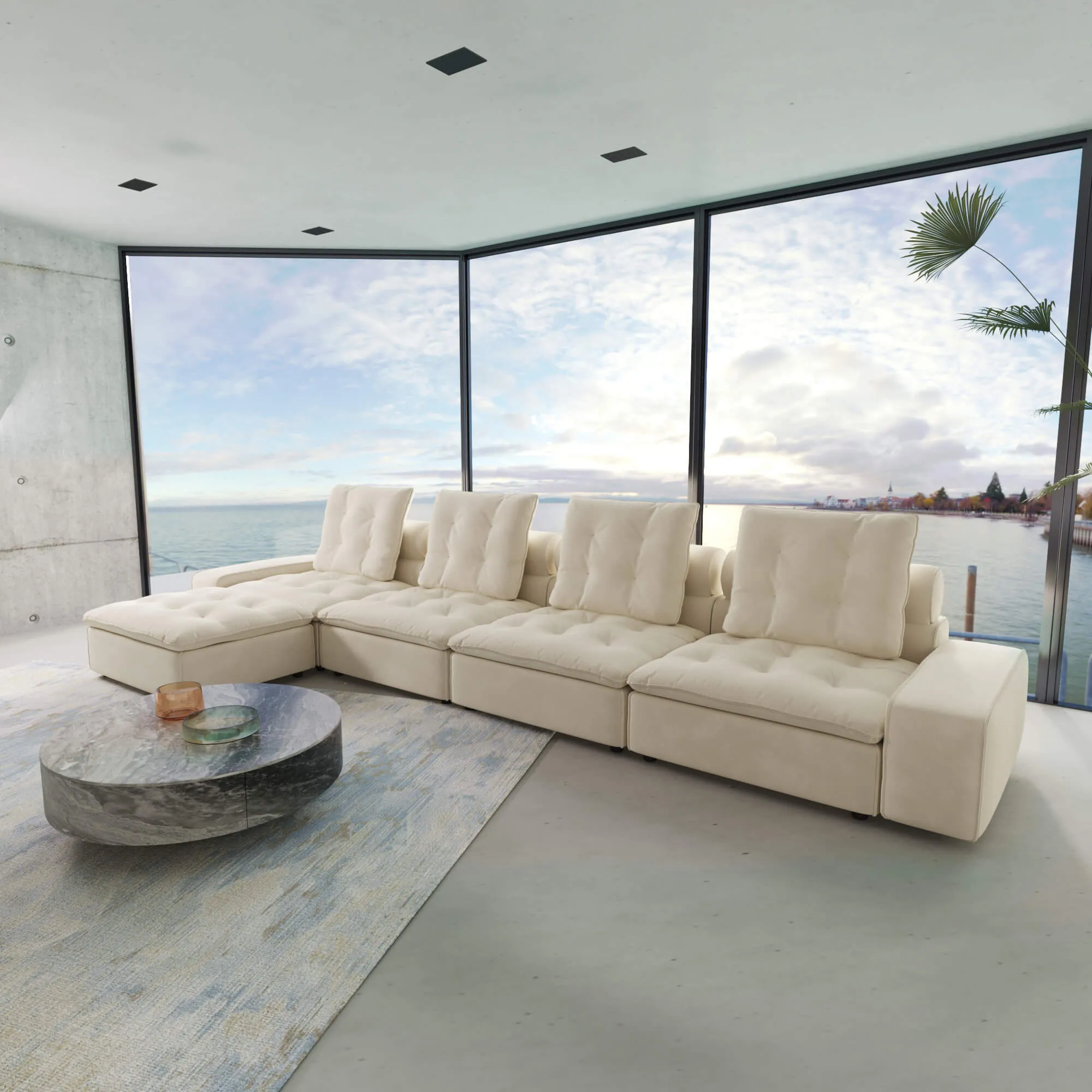 Sky Cloud Deluxe Adjustable Sectional Sofa Adjustable Comfort Velvet L Shaped Sectionals 5 Seaters Atunus 6