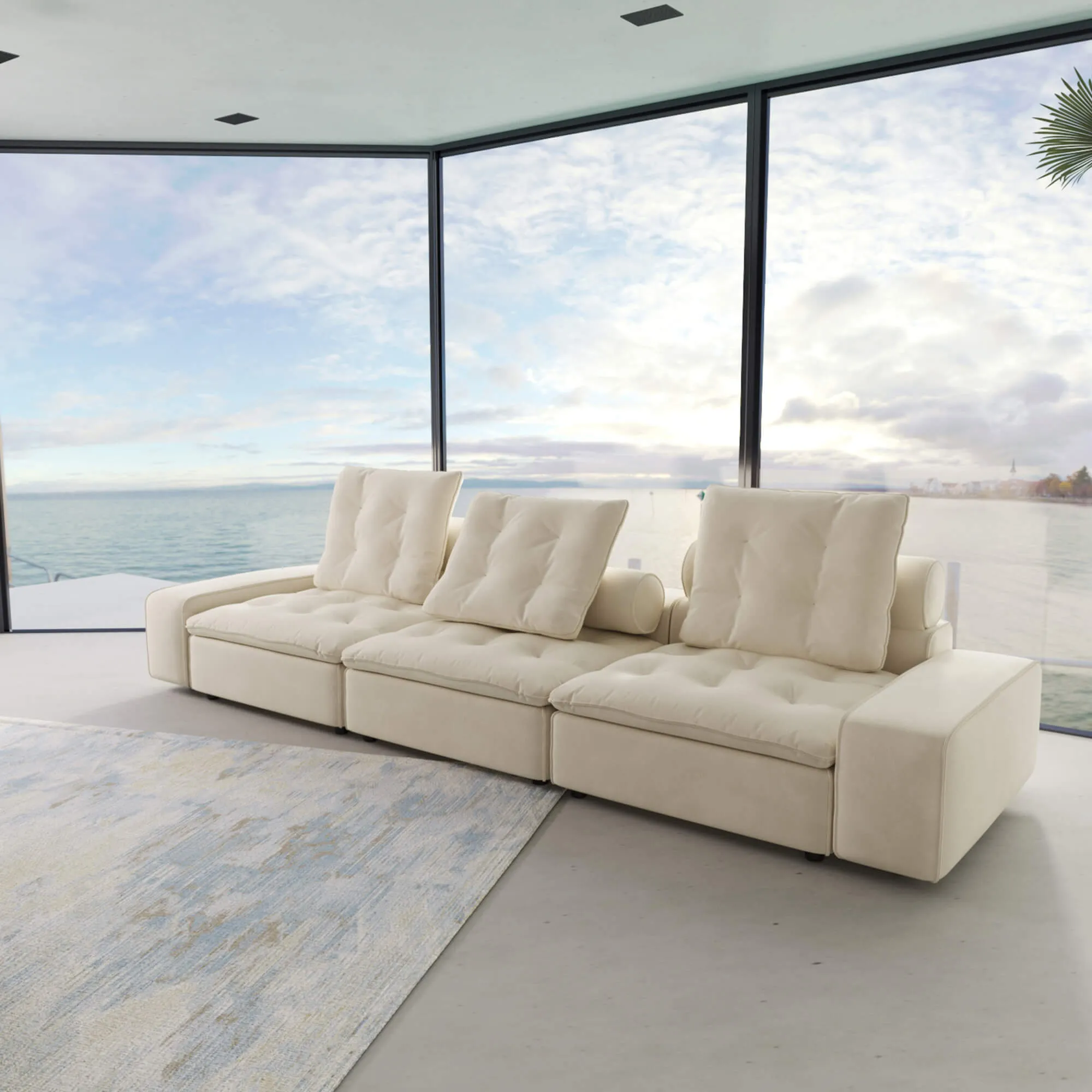 Sky Cloud Deluxe Adjustable Sectional Sofa Adjustable Comfort Velvet Sleepers 3 Seaters Atunus 10