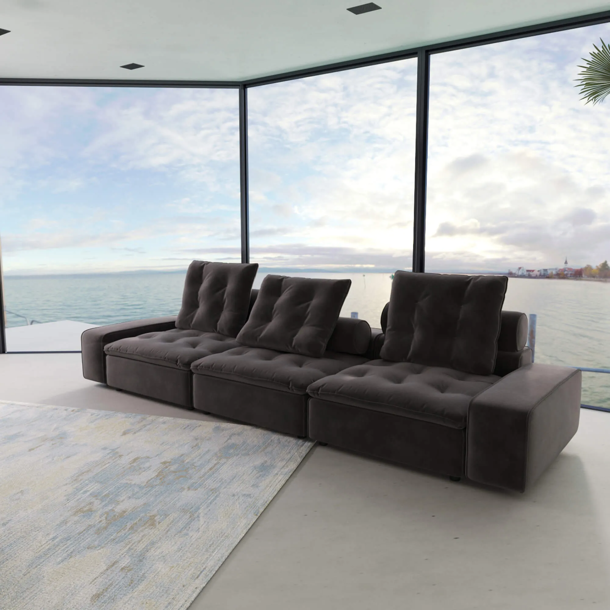 Sky Cloud Deluxe Adjustable Sectional Sofa Adjustable Comfort Velvet Sleepers 3 Seaters Atunus 6