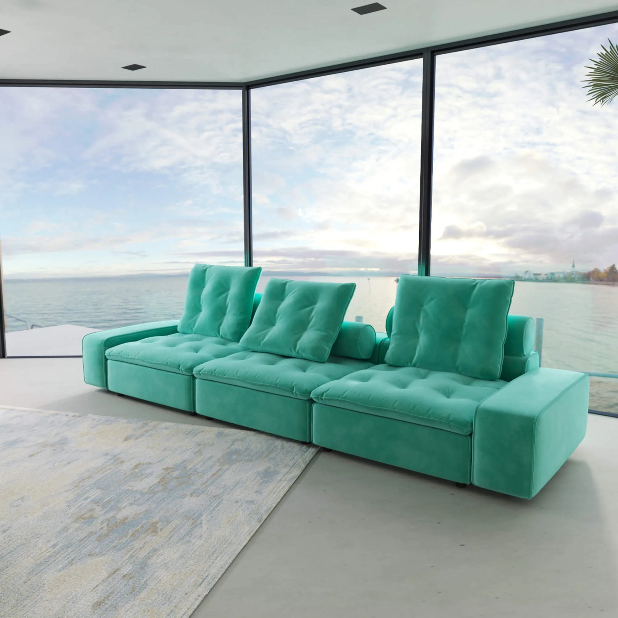 Sky Cloud Deluxe Adjustable Sectional Sofa Adjustable Comfort Velvet Sleepers 3 Seaters Atunus 8